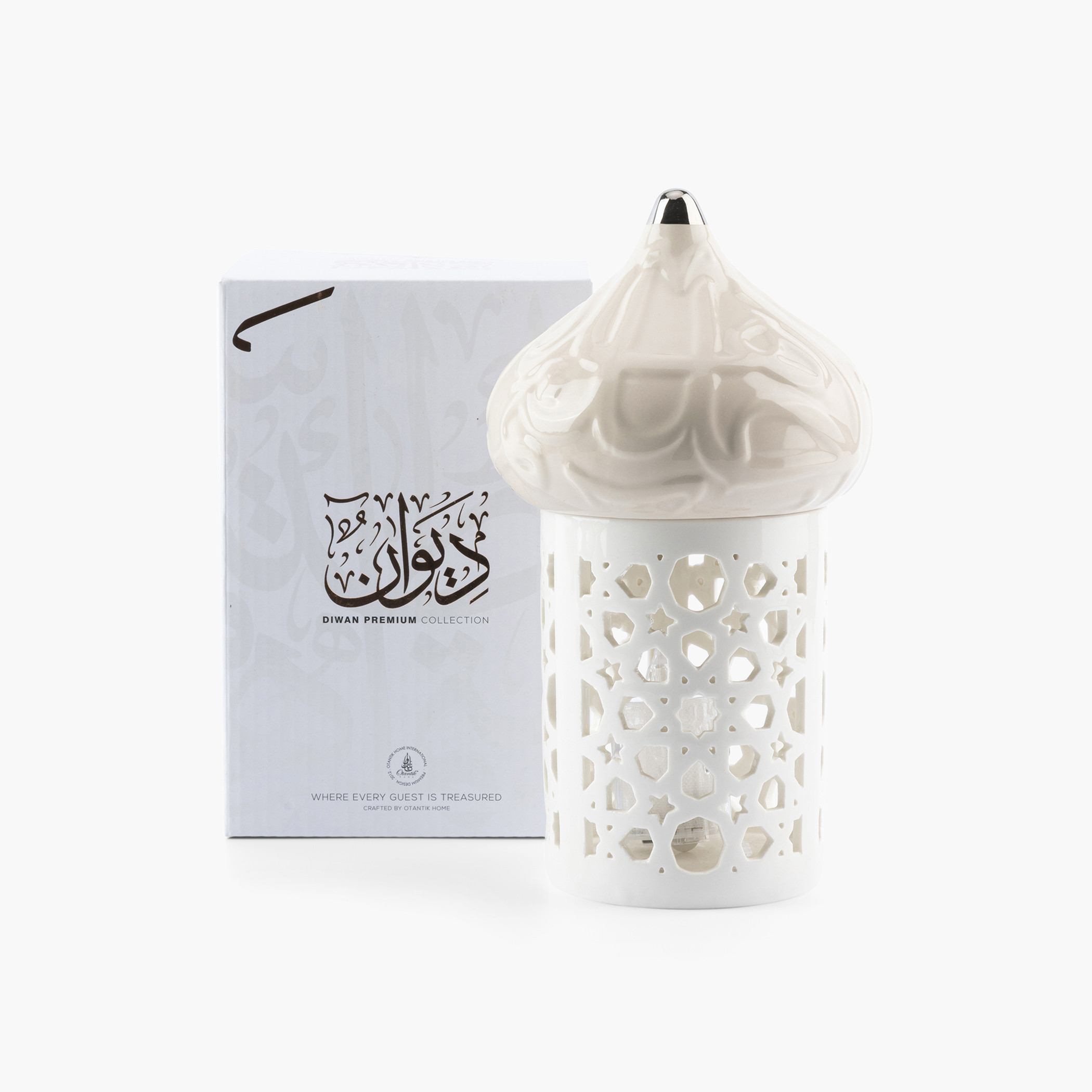 Otantik Diwan Cutwork Detail Porcelain Tealight Candleholder - 22 cms-household-decor-candleholdersandlanterns-image-3