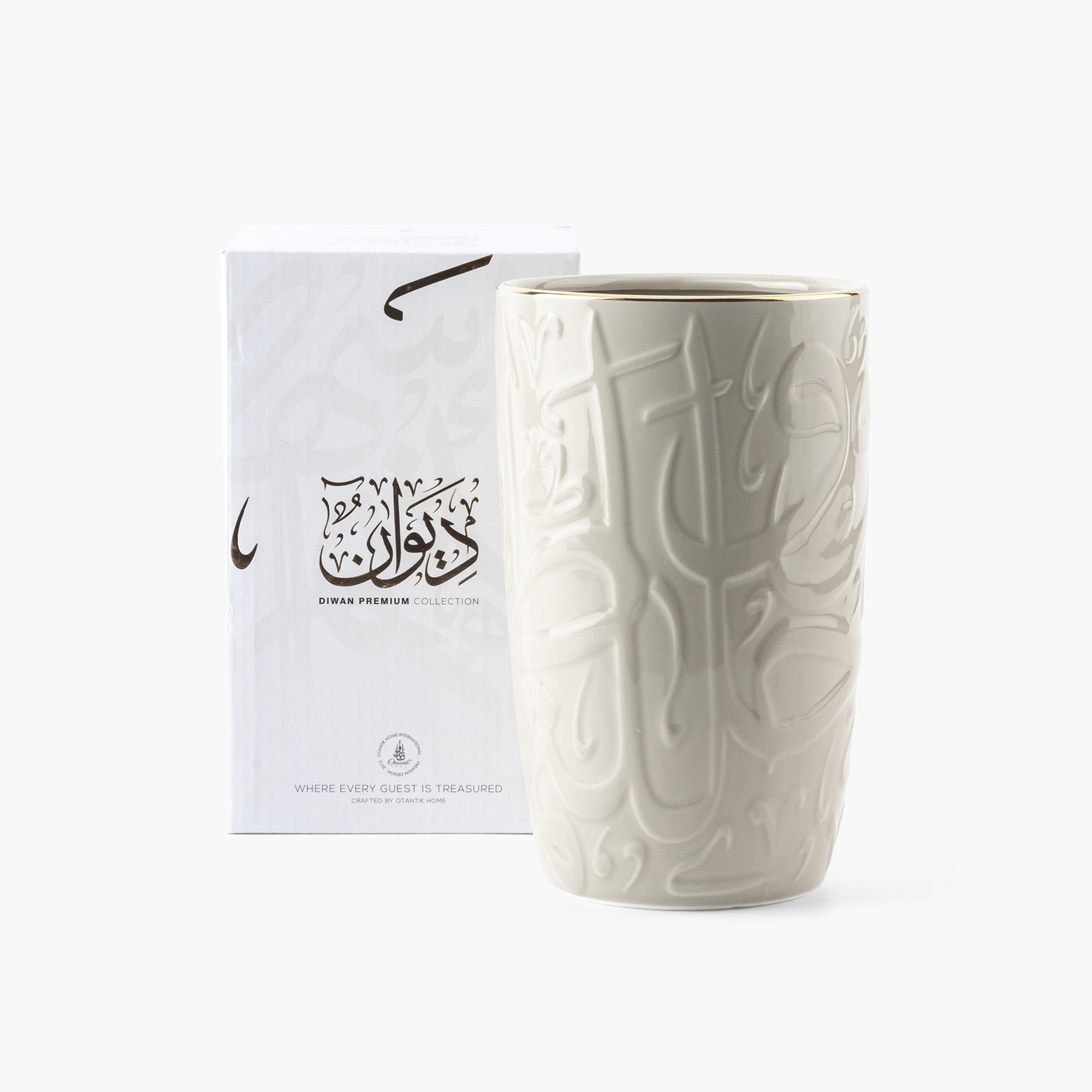 Otantik Diwan Porcelain Vase - 11x11x20 cms-household-decor-vasesandbowls-image-3