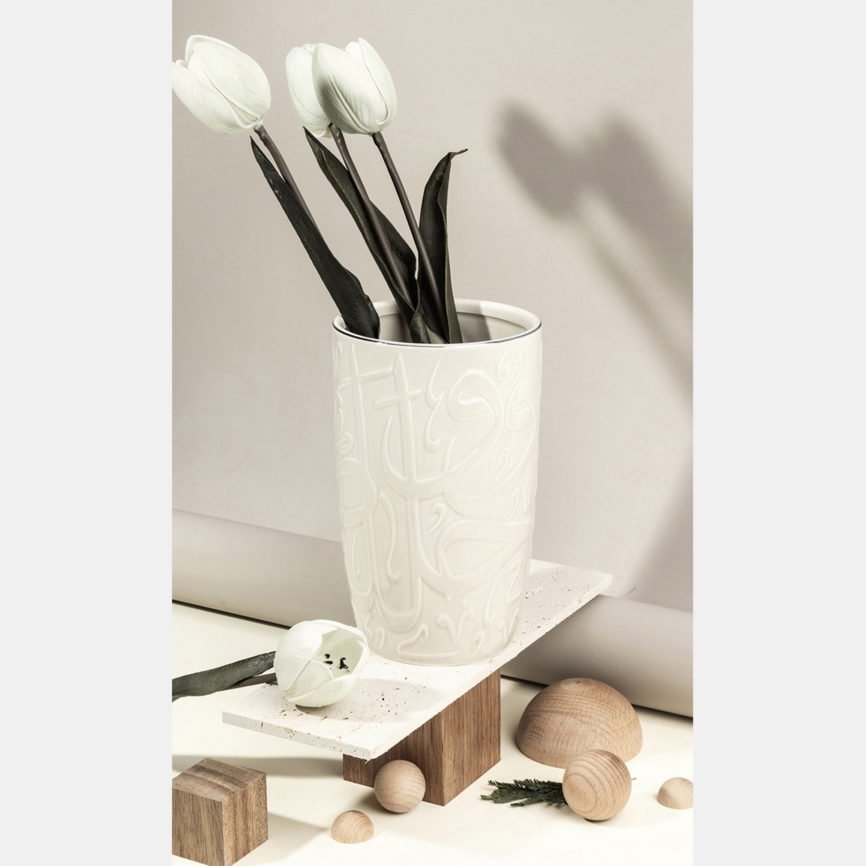 Otantik Diwan Porcelain Vase - 11x11x20 cms-household-decor-vasesandbowls-image-1