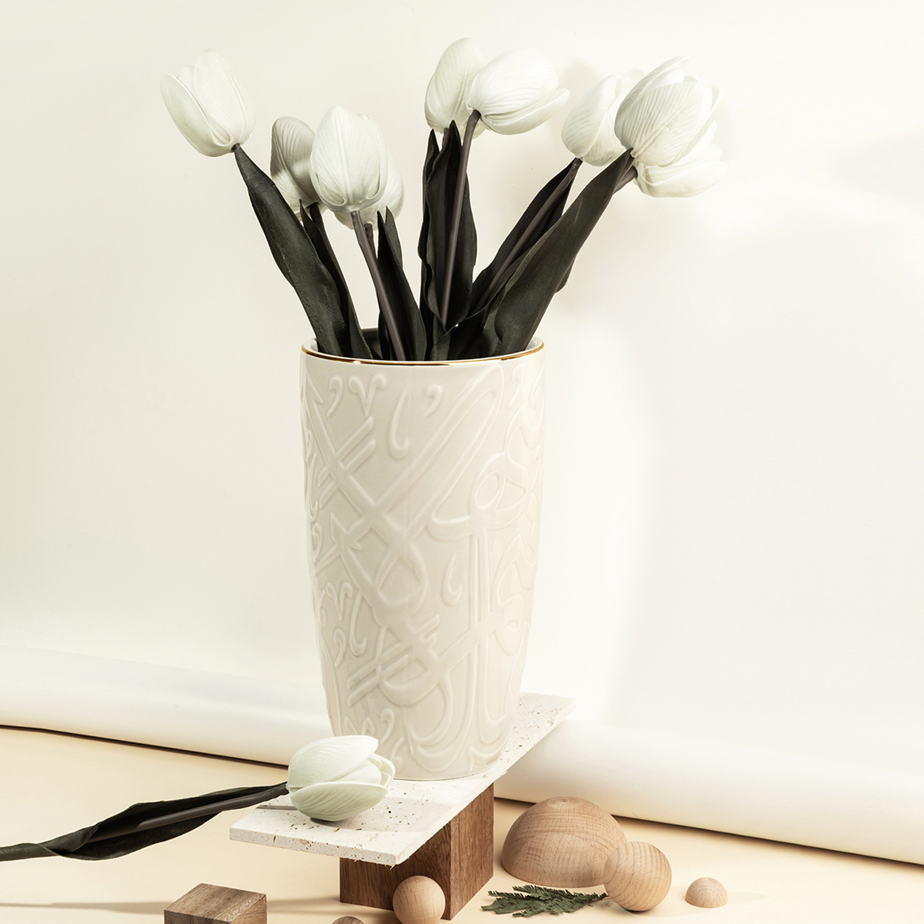 Otantik Diwan Porcelain Vase - 13x13x25 cms-household-decor-vasesandbowls-image-1