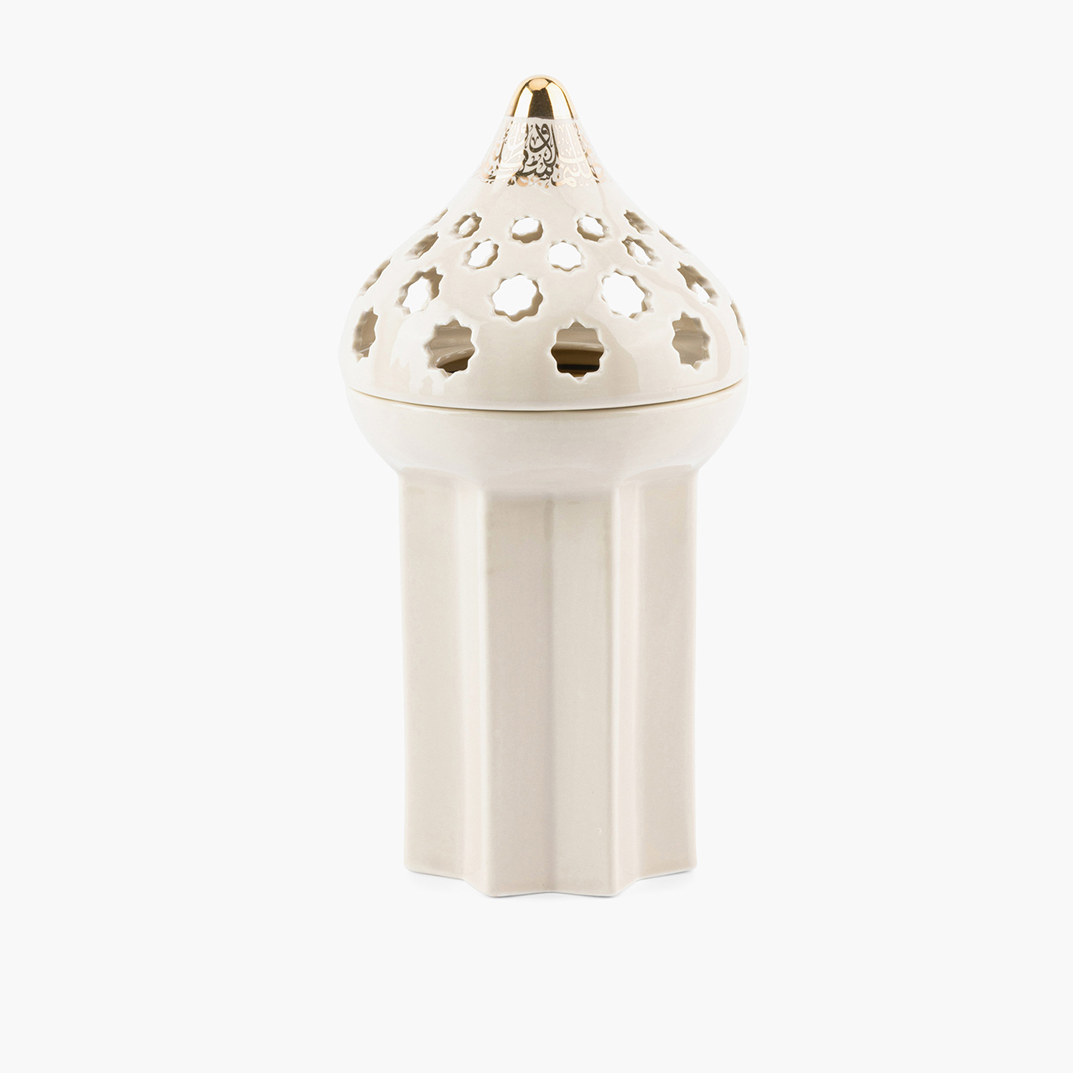 Otantik Diwan Cutout Detail Porcelain Incense Burner - 11x11x21 cms-household-homefragrance-burners-image-2
