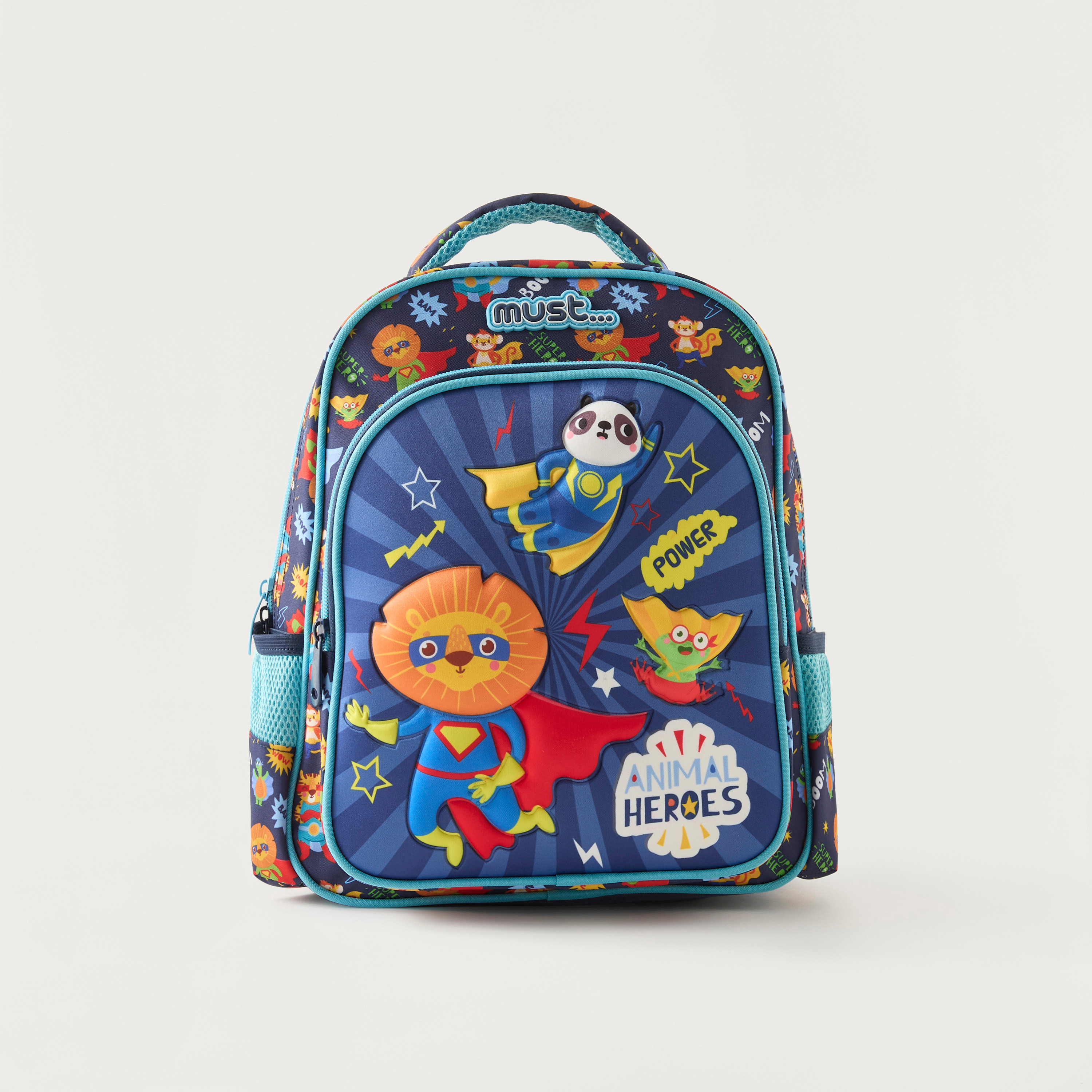Must 14-inch Animal Embossed Backpack with Adjustable Straps - 27x10x31 cms-cpkids-backtoschool-schoolbagsandbackpacks-backpacks-image-1
