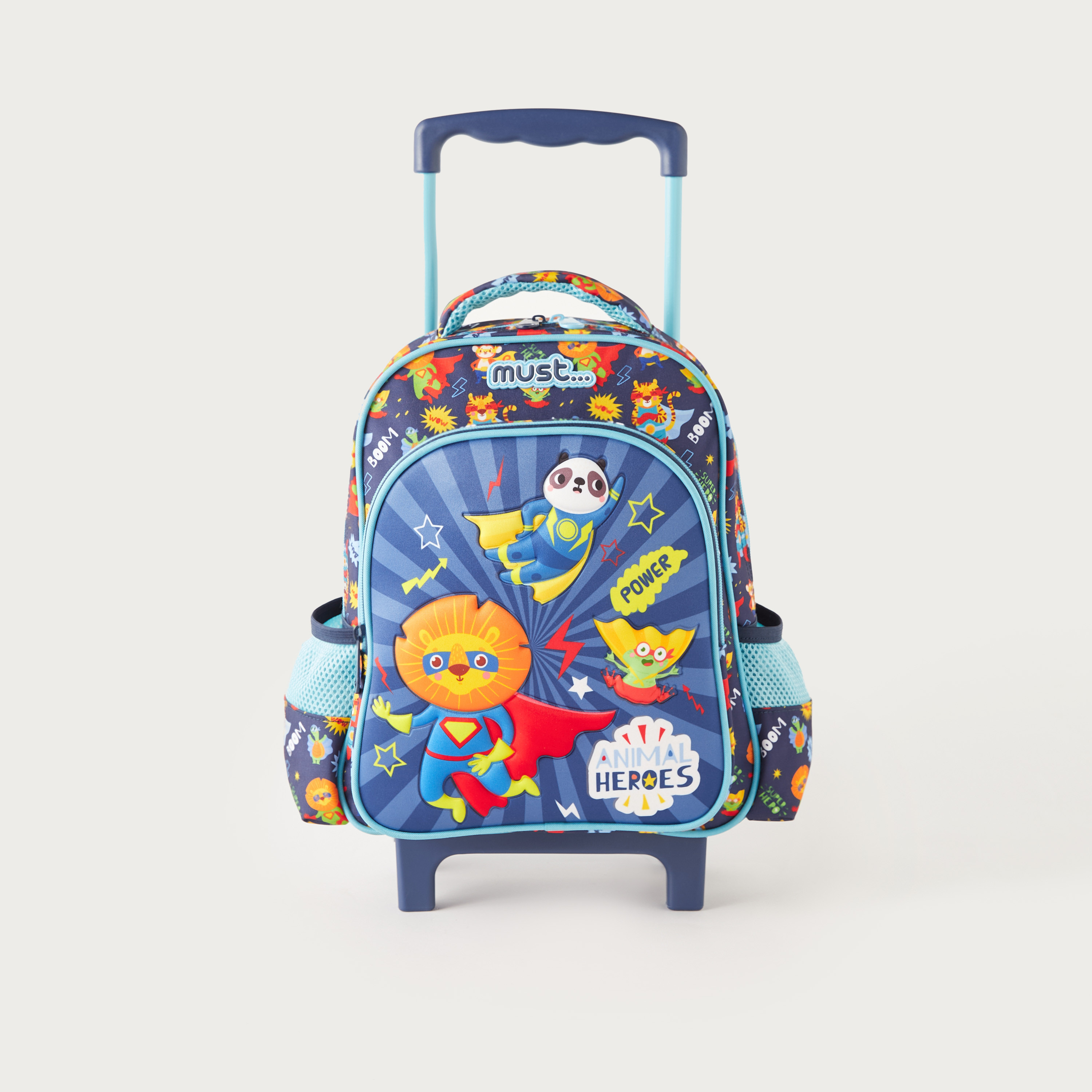 Must All-Over Amimal Hero Print Softcase Trolley Bag with Retractable Handle and Wheels-school-bagsandbackpacks-trolleybags-image-1