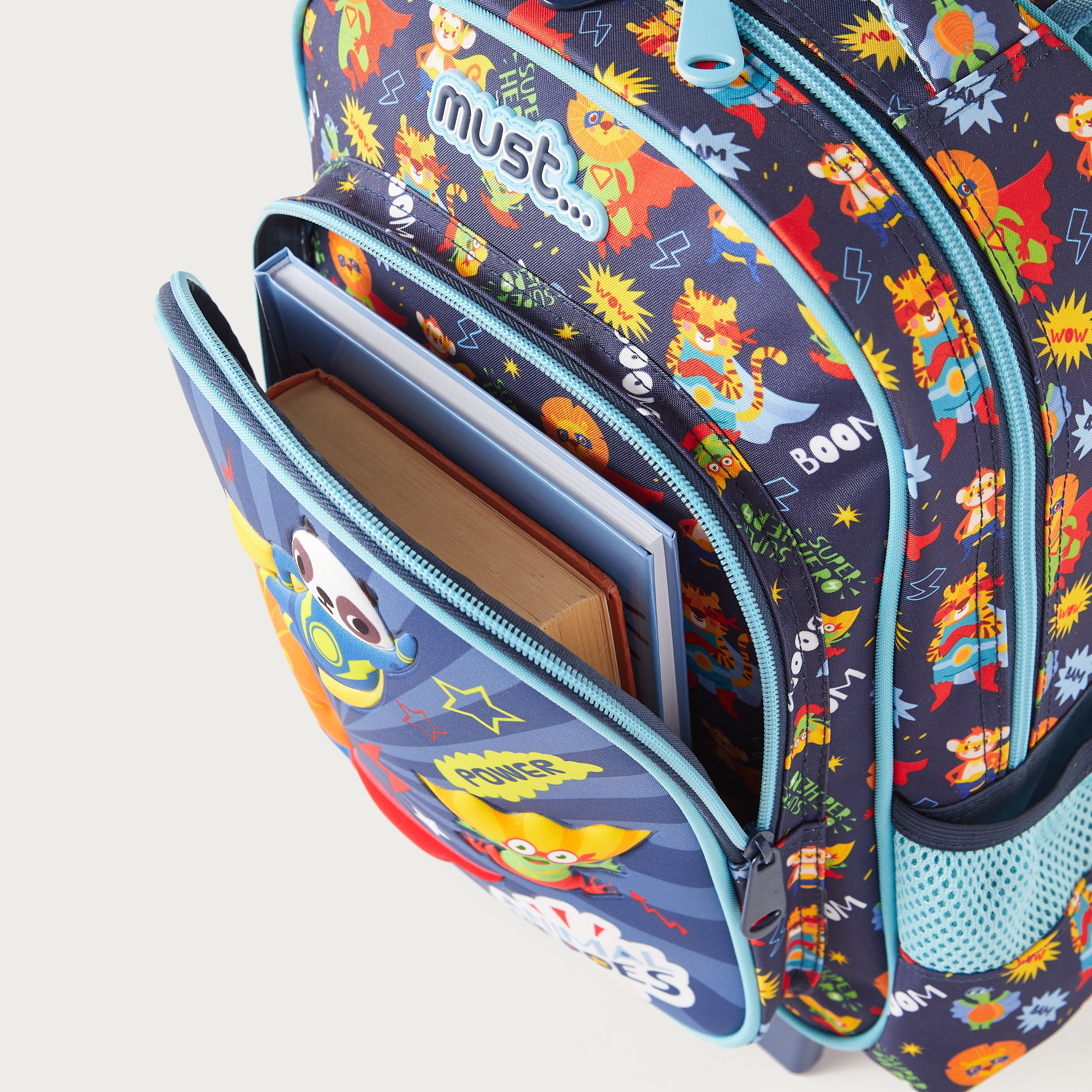 Must All-Over Amimal Hero Print Softcase Trolley Bag with Retractable Handle and Wheels-school-bagsandbackpacks-trolleybags-image-8