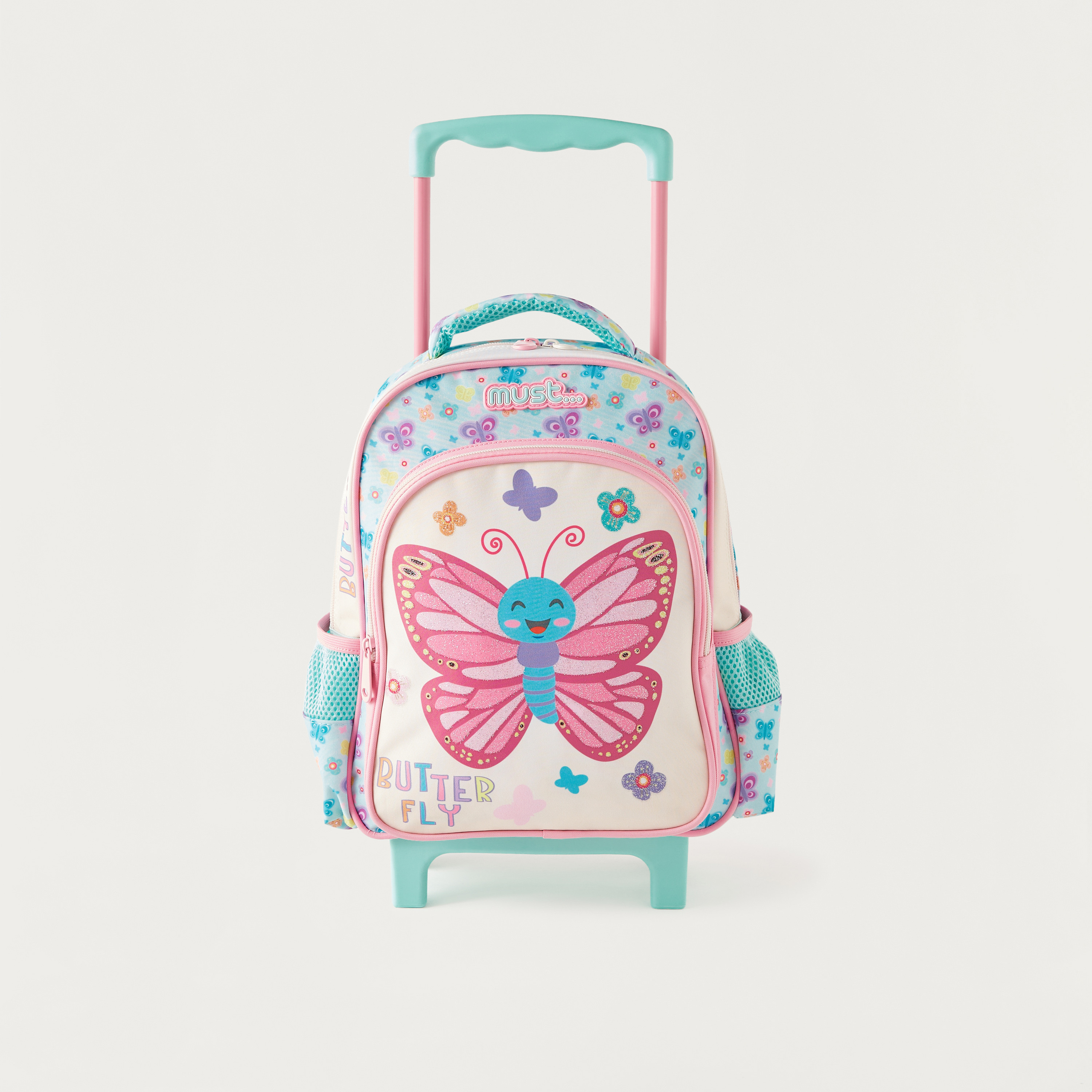 Must 14-inch All-Over Butterfly Print Trolley Backpack with Adjustable Straps - 27x10x31 cms-cpkids-backtoschool-schoolbagsandbackpacks-trolleybags-image-1