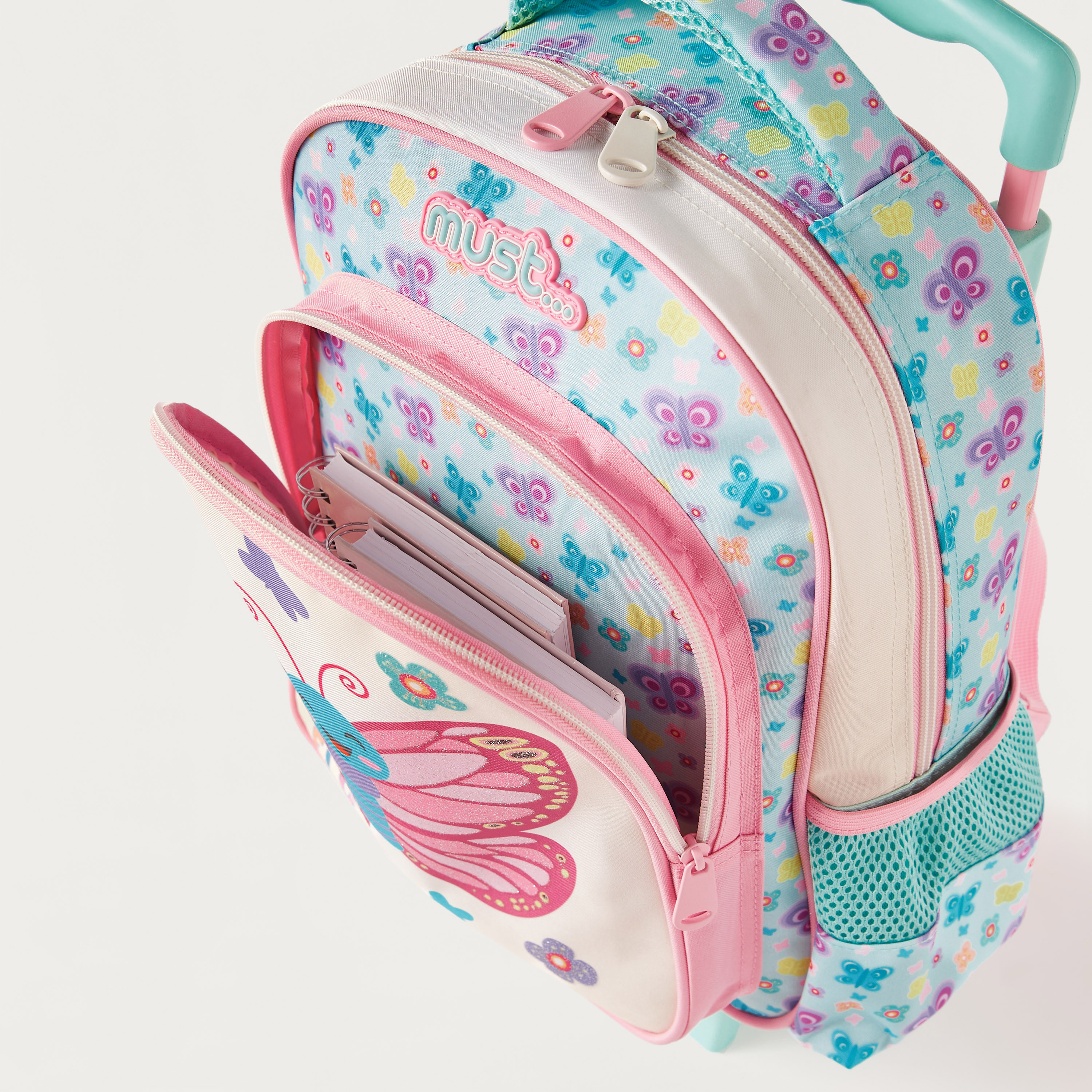 Must 14-inch All-Over Butterfly Print Trolley Backpack with Adjustable Straps - 27x10x31 cms-cpkids-backtoschool-schoolbagsandbackpacks-trolleybags-image-8