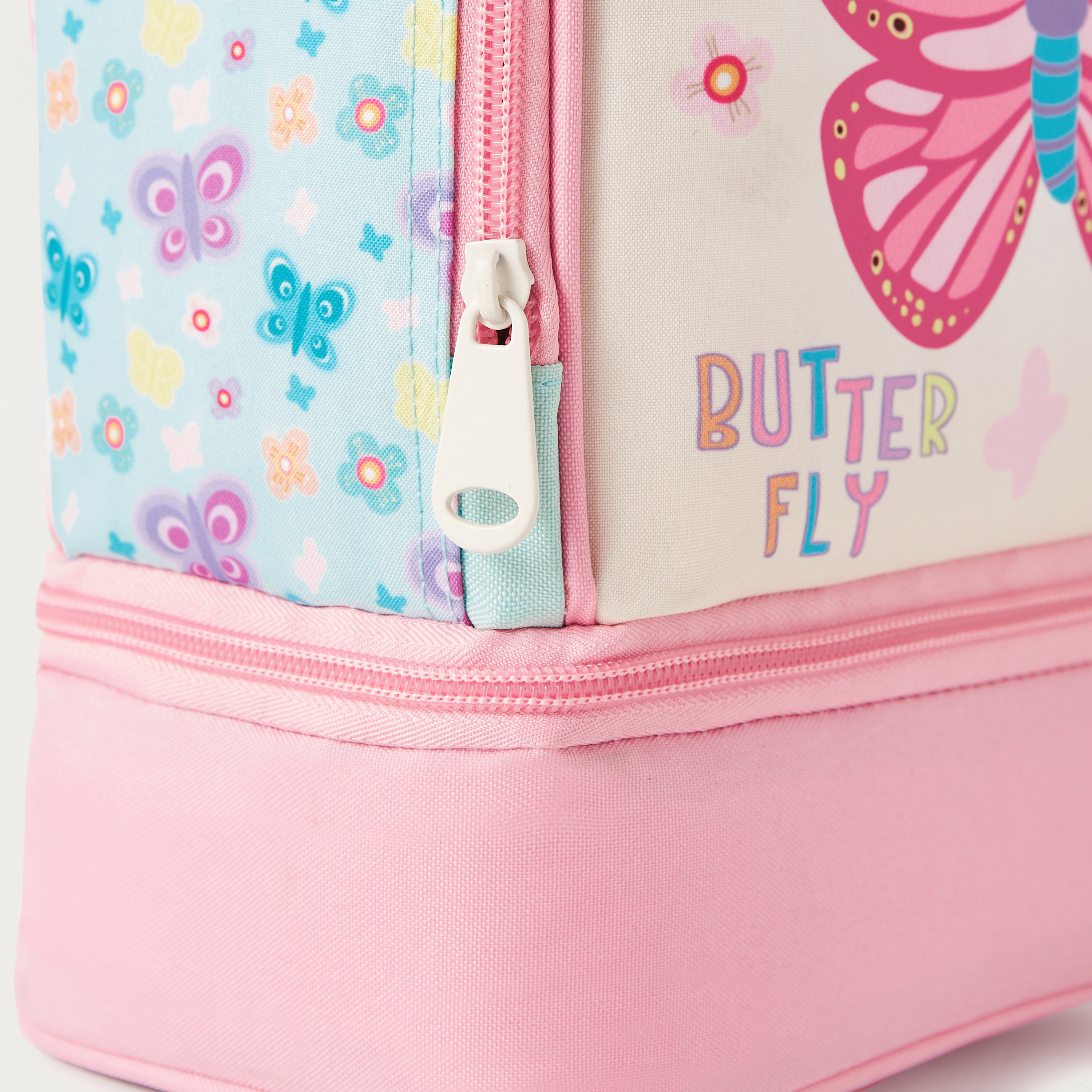 Must Butterfly Print Lunch Bag with Adjustable Strap and Zip Closure-school-lunchessentials-lunchbags-image-3