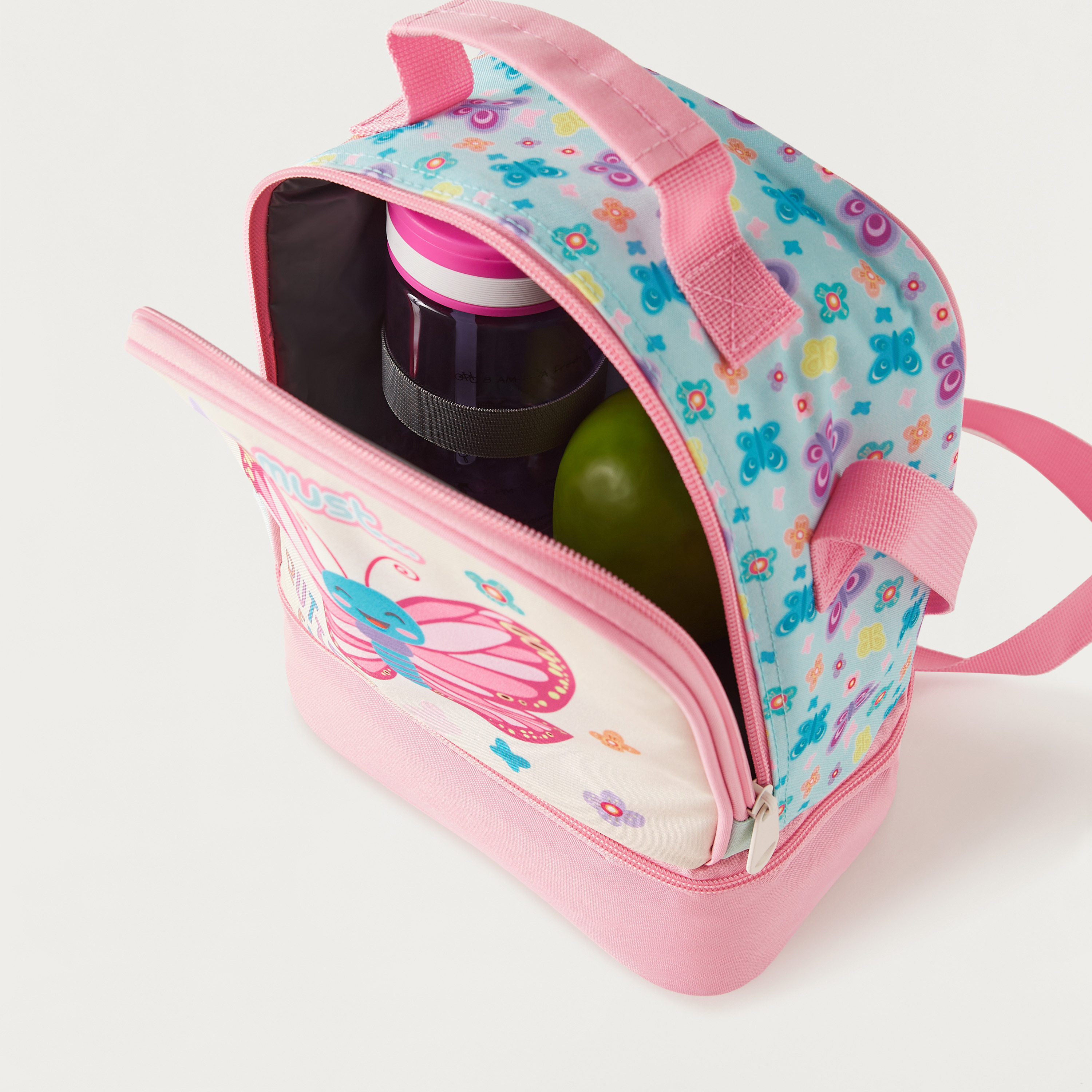 Must Butterfly Print Lunch Bag with Adjustable Strap and Zip Closure-school-lunchessentials-lunchbags-image-5