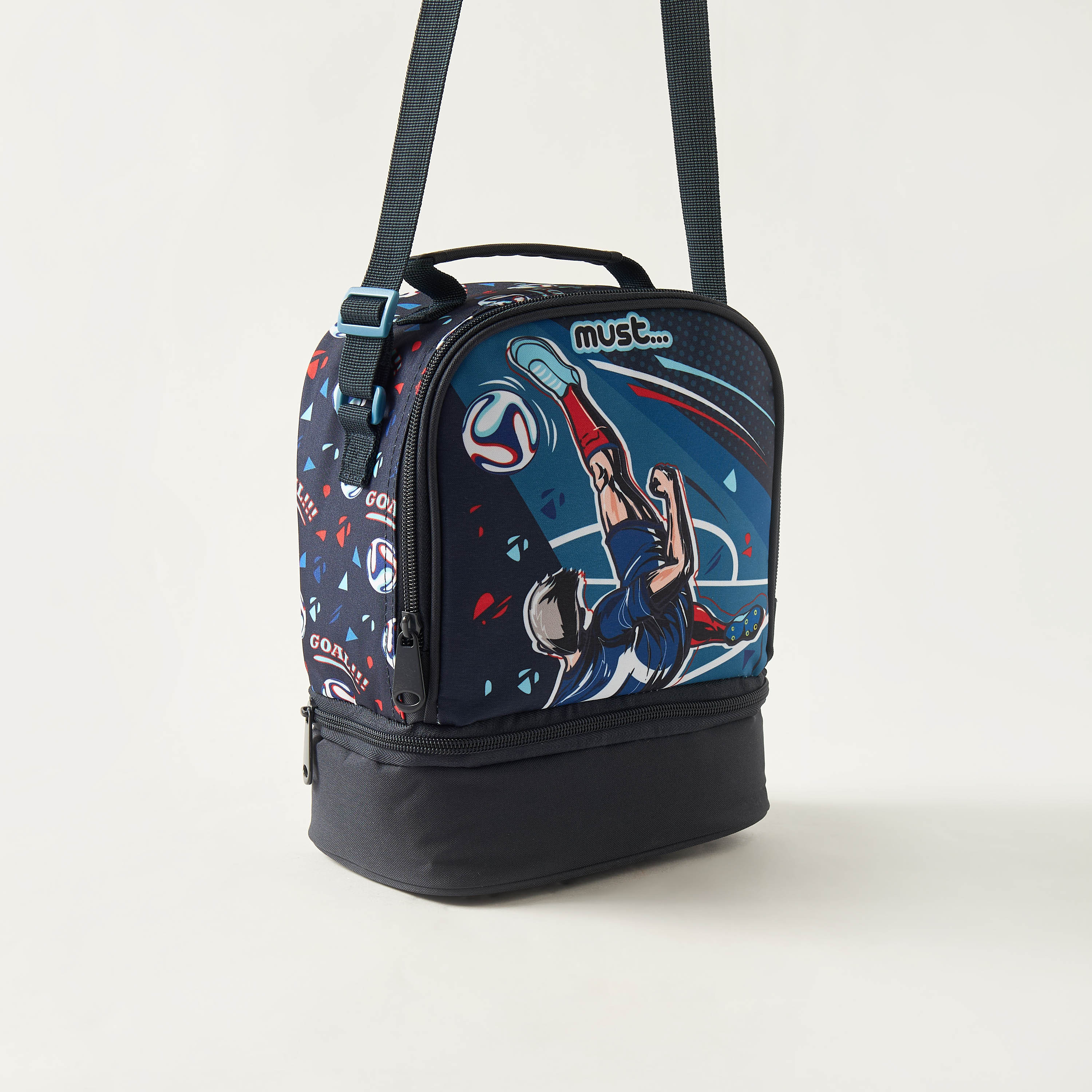 Must Football Print 2-Compartment Lunch Bag with Adjustable Strap-school-lunchessentials-lunchbags-image-2