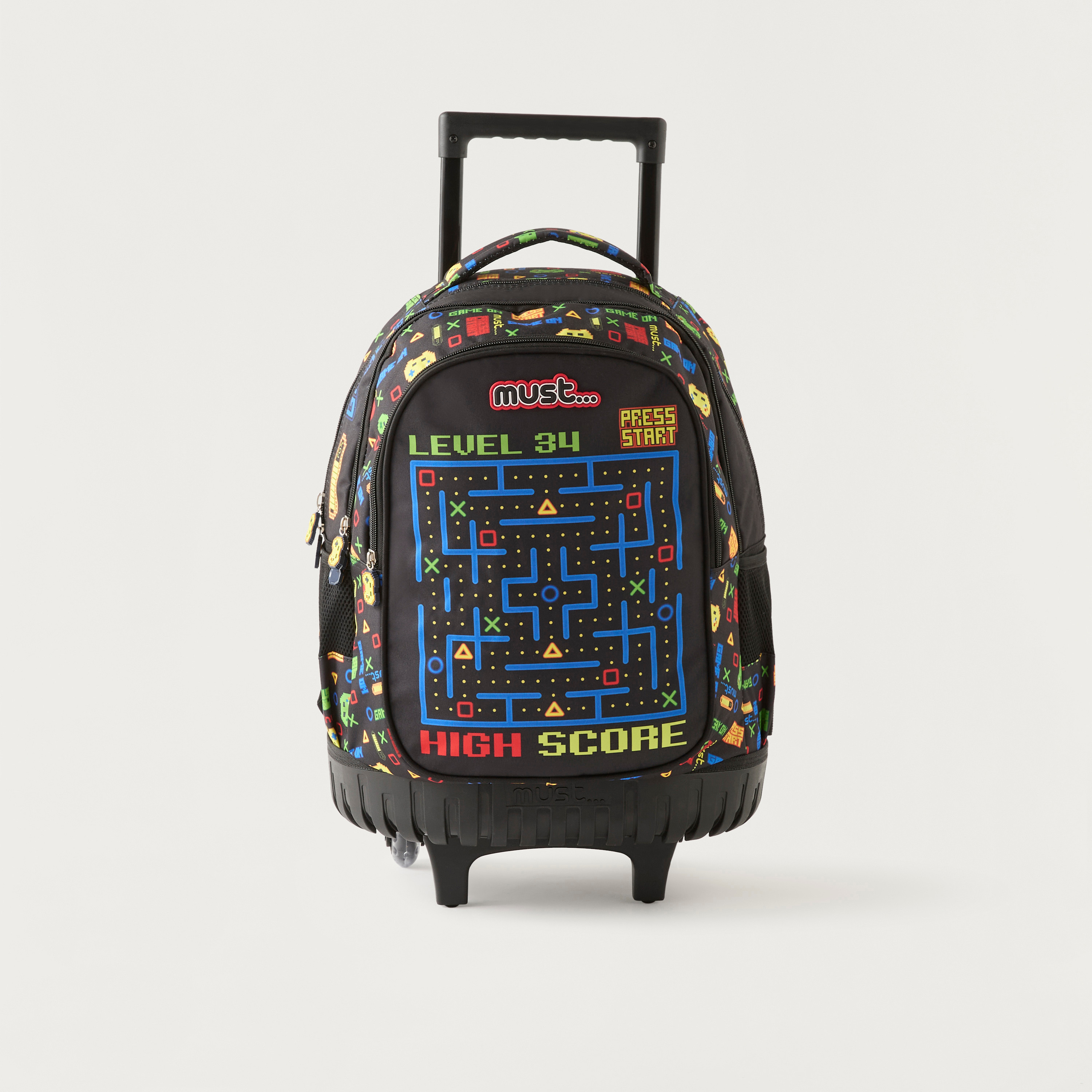 Must 16-inch All-Over Gamer Print Trolley Backpack with Retractable Handle - 24x12x20 cms-cpkids-backtoschool-schoolbagsandbackpacks-trolleybags-image-1