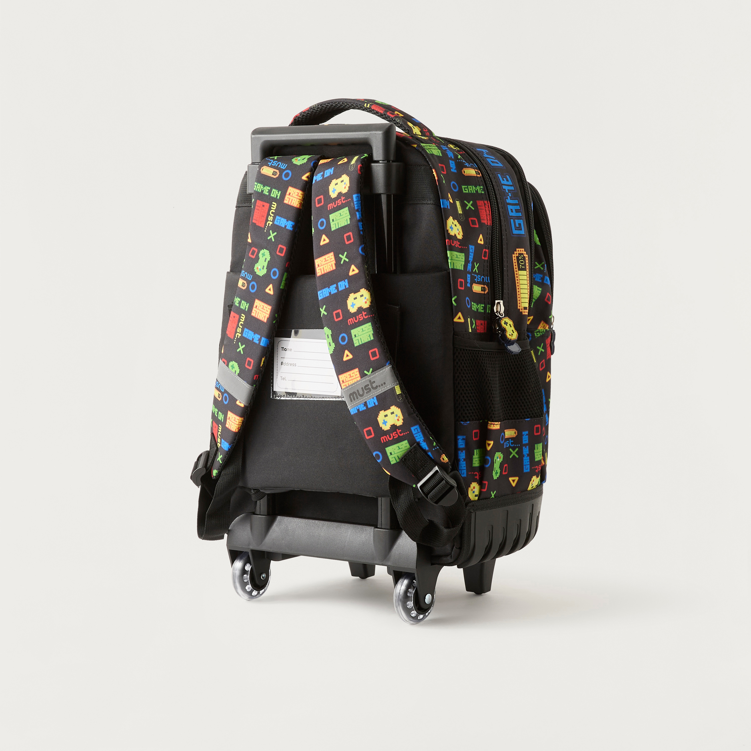 Must 16-inch All-Over Gamer Print Trolley Backpack with Retractable Handle - 24x12x20 cms-cpkids-backtoschool-schoolbagsandbackpacks-trolleybags-image-3