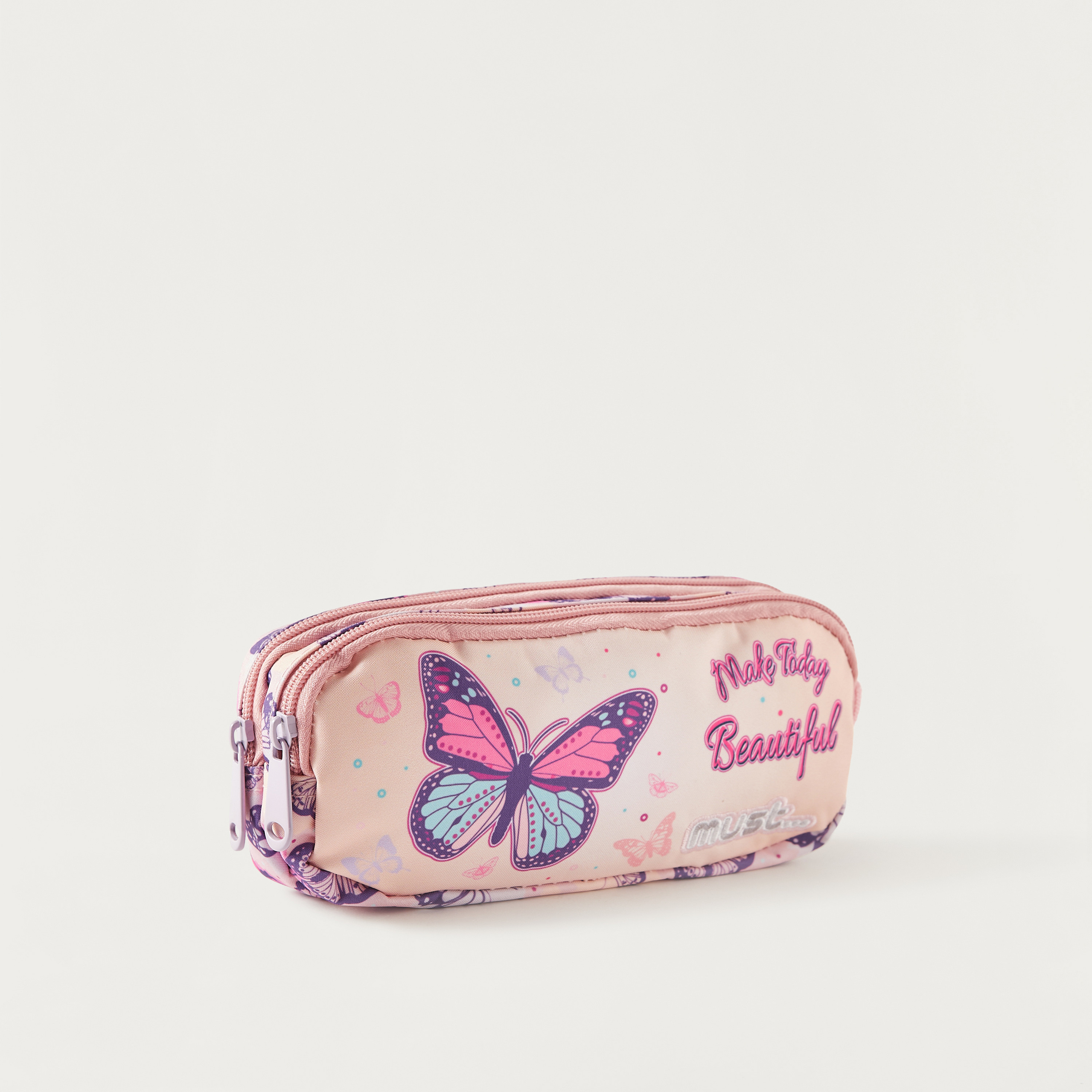Must Butterfly Print Pencil Pouch with Zip Closure-school-stationery-pencilcases-image-2
