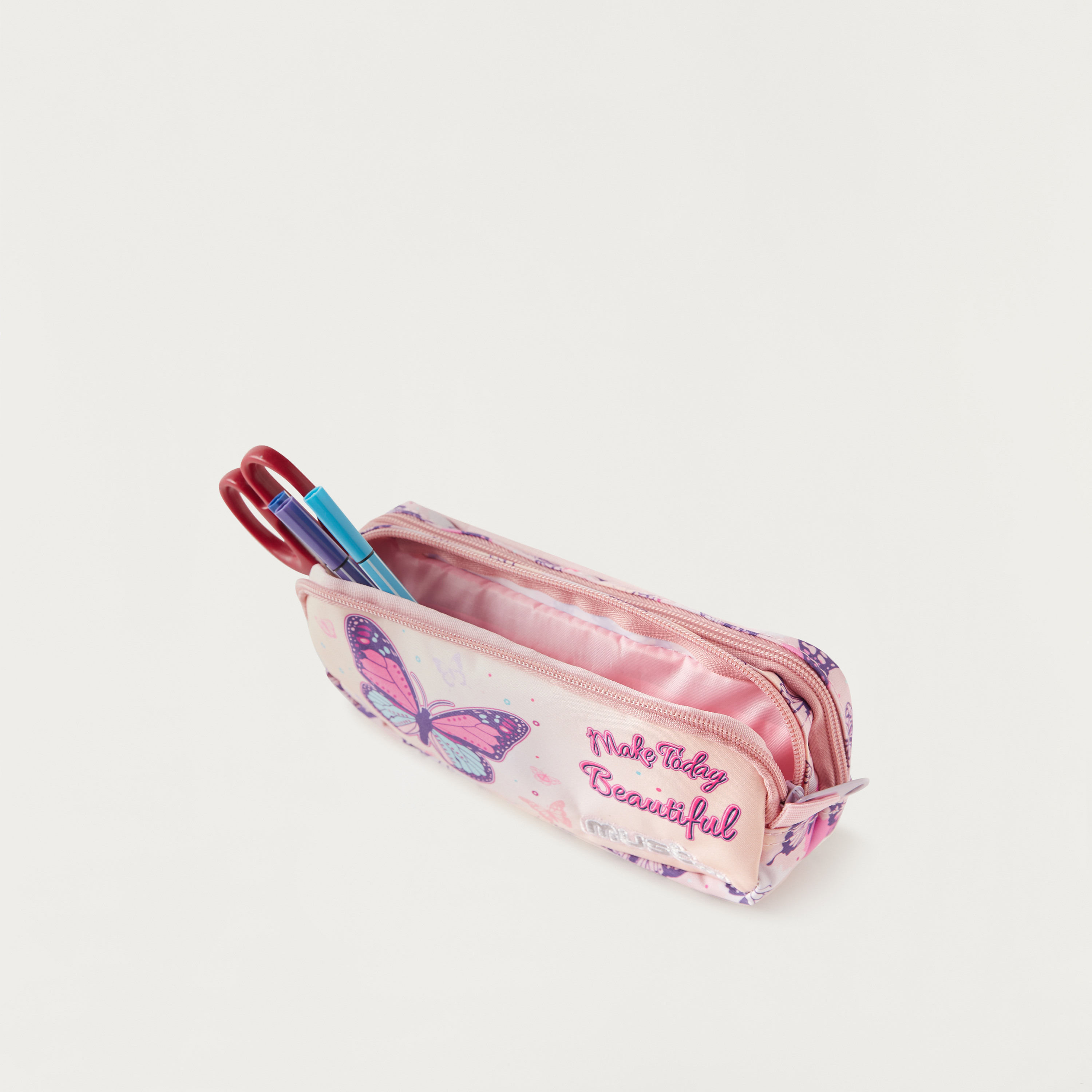 Must Butterfly Print Pencil Pouch with Zip Closure-school-stationery-pencilcases-image-4