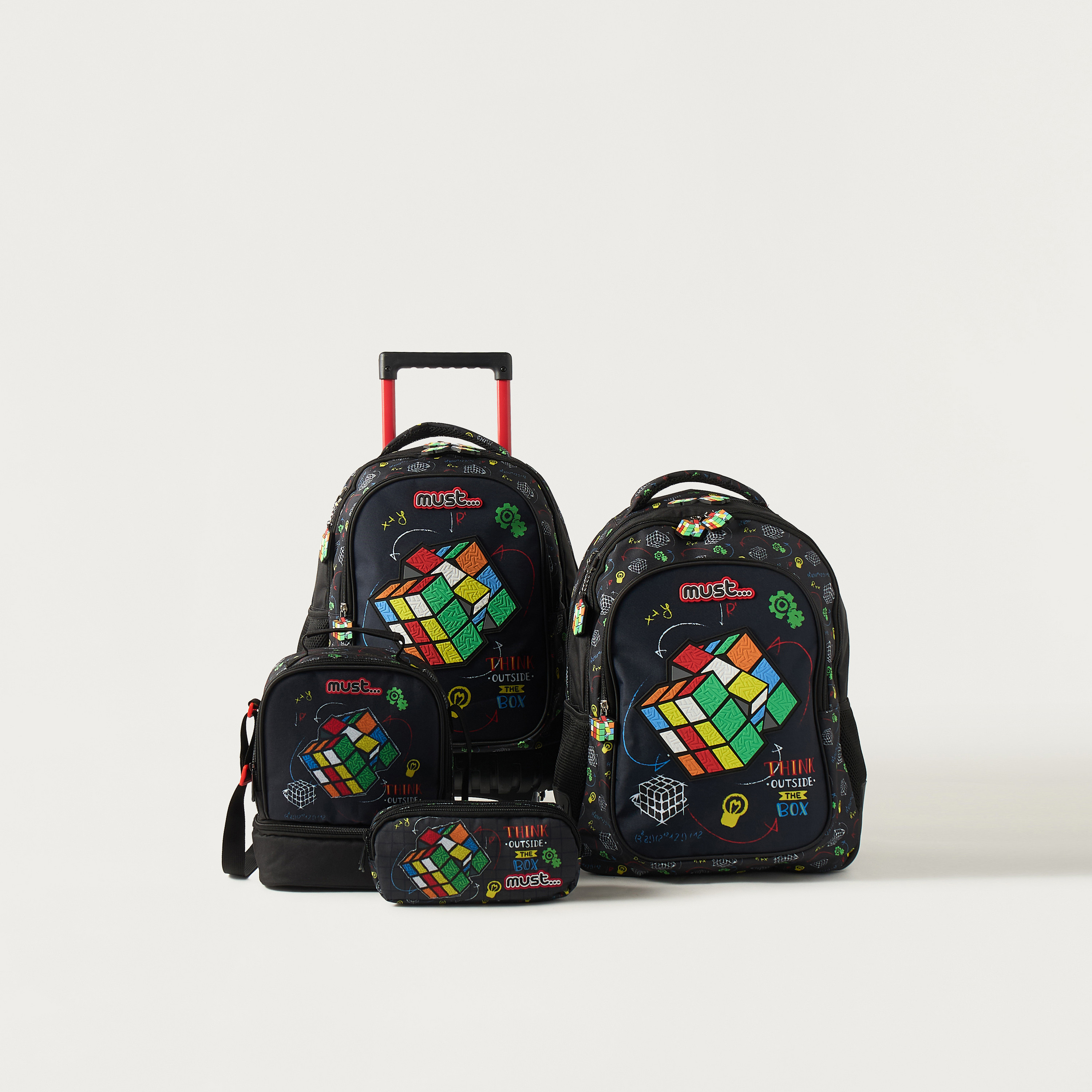 Must Rubik's Cube Print 16-inch Trolley Backpack with Retractable Handle - 24x12x20 cms-school-bagsandbackpacks-trolleybags-image-12