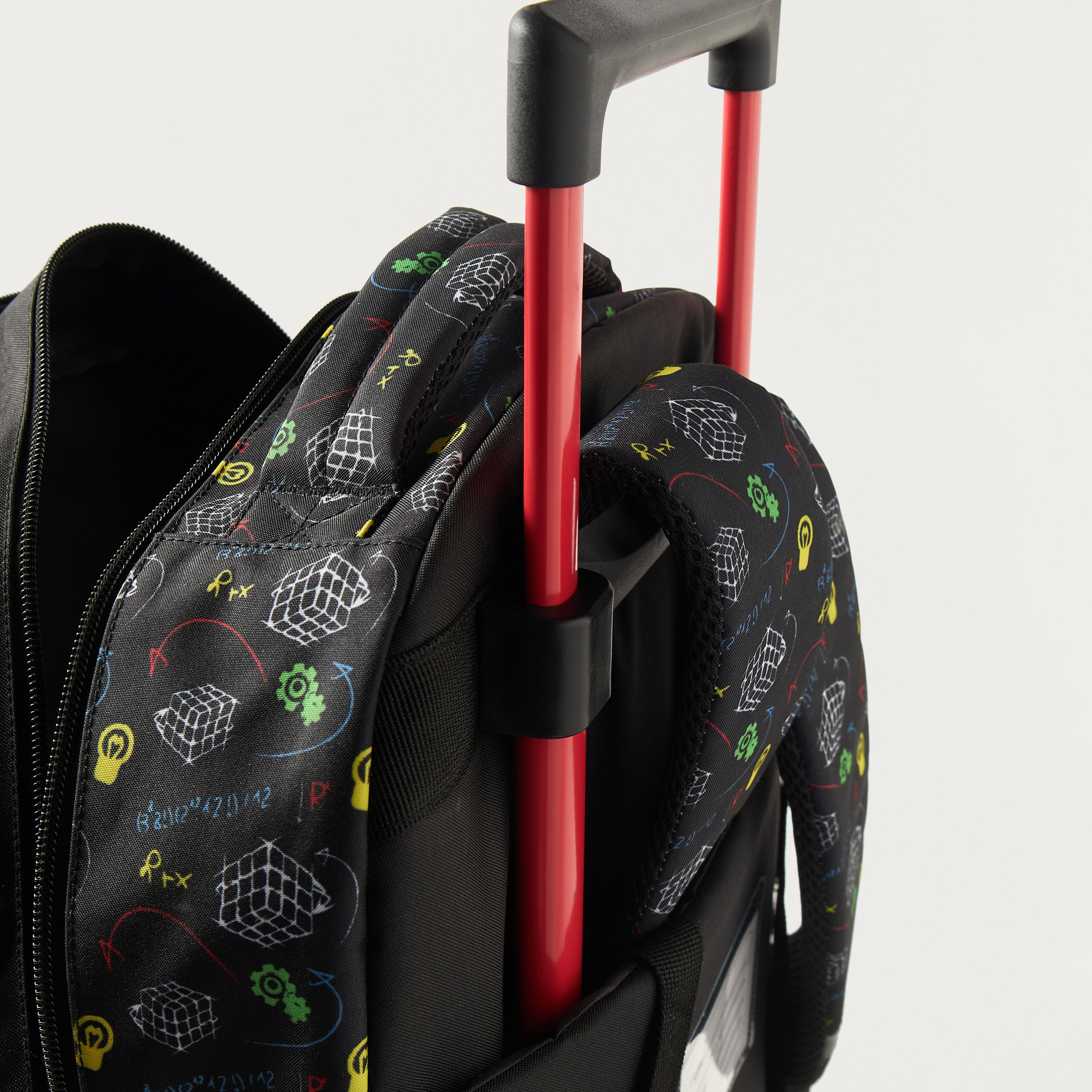 Must Rubik's Cube Print 16-inch Trolley Backpack with Retractable Handle - 24x12x20 cms-school-bagsandbackpacks-trolleybags-image-5