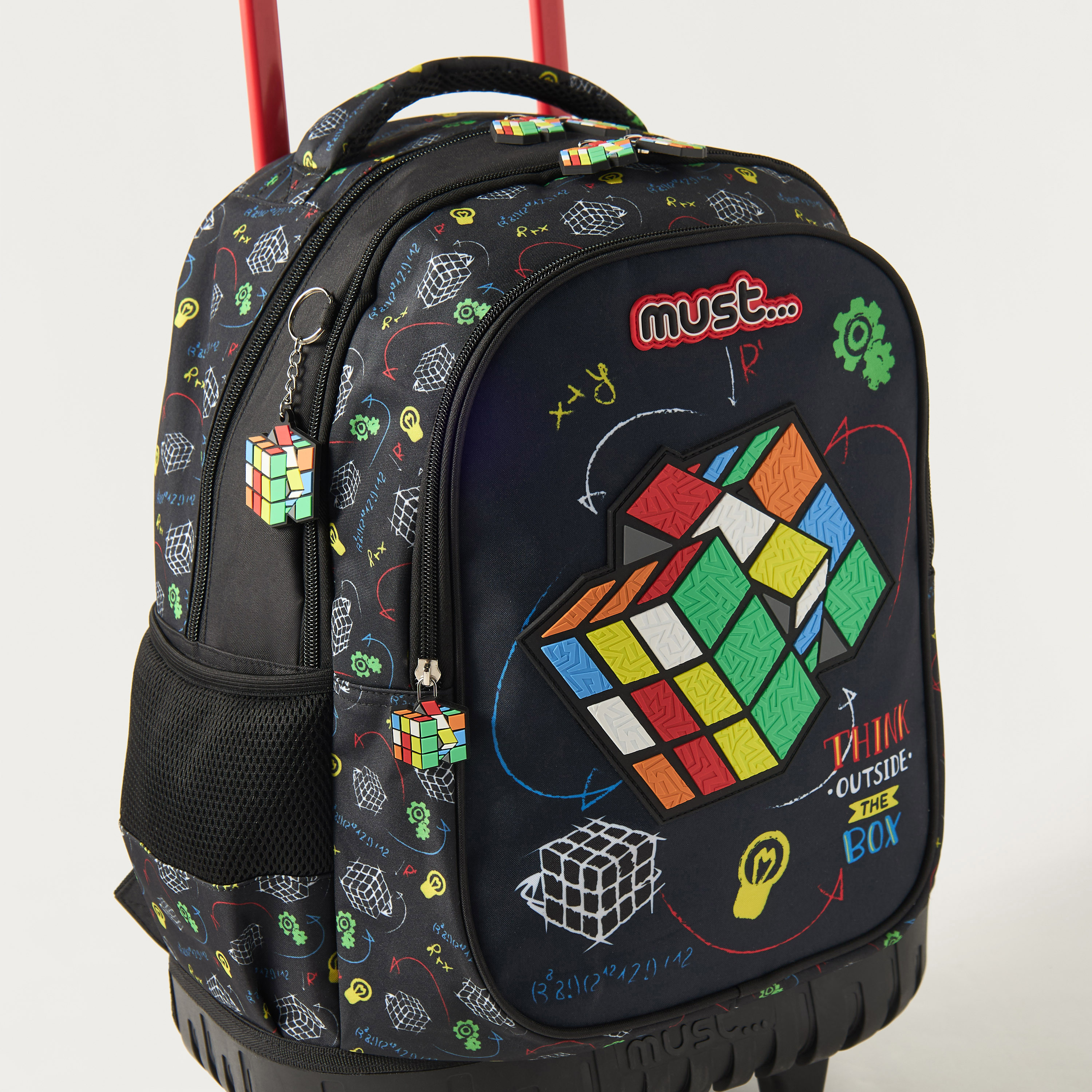 Must Rubik's Cube Print 16-inch Trolley Backpack with Retractable Handle - 24x12x20 cms-school-bagsandbackpacks-trolleybags-image-6