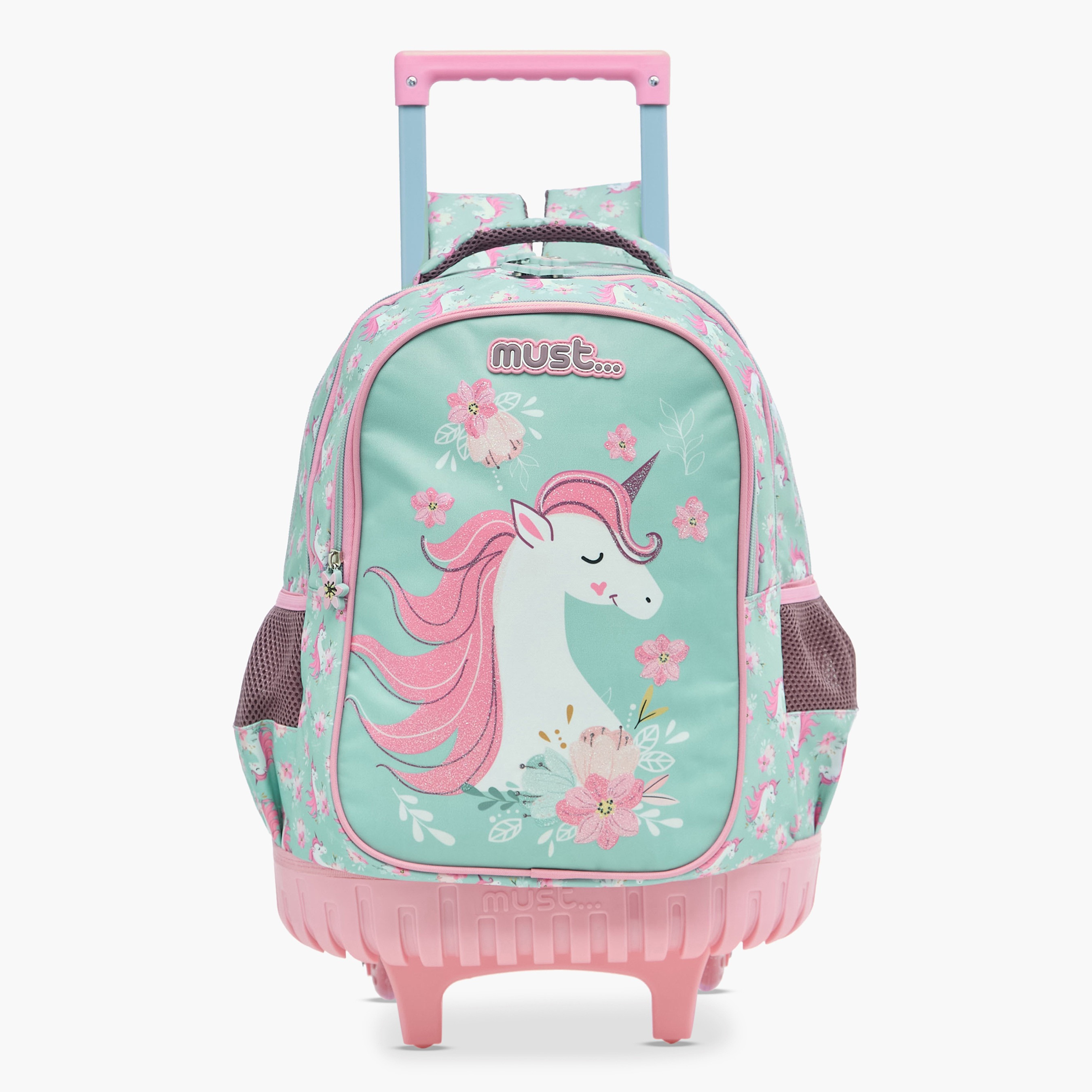 Must Unicorn Print 16 inch Trolley Backpack with Retractable Handle - 24x12x20 cms-school-bagsandbackpacks-trolleybags-image-1