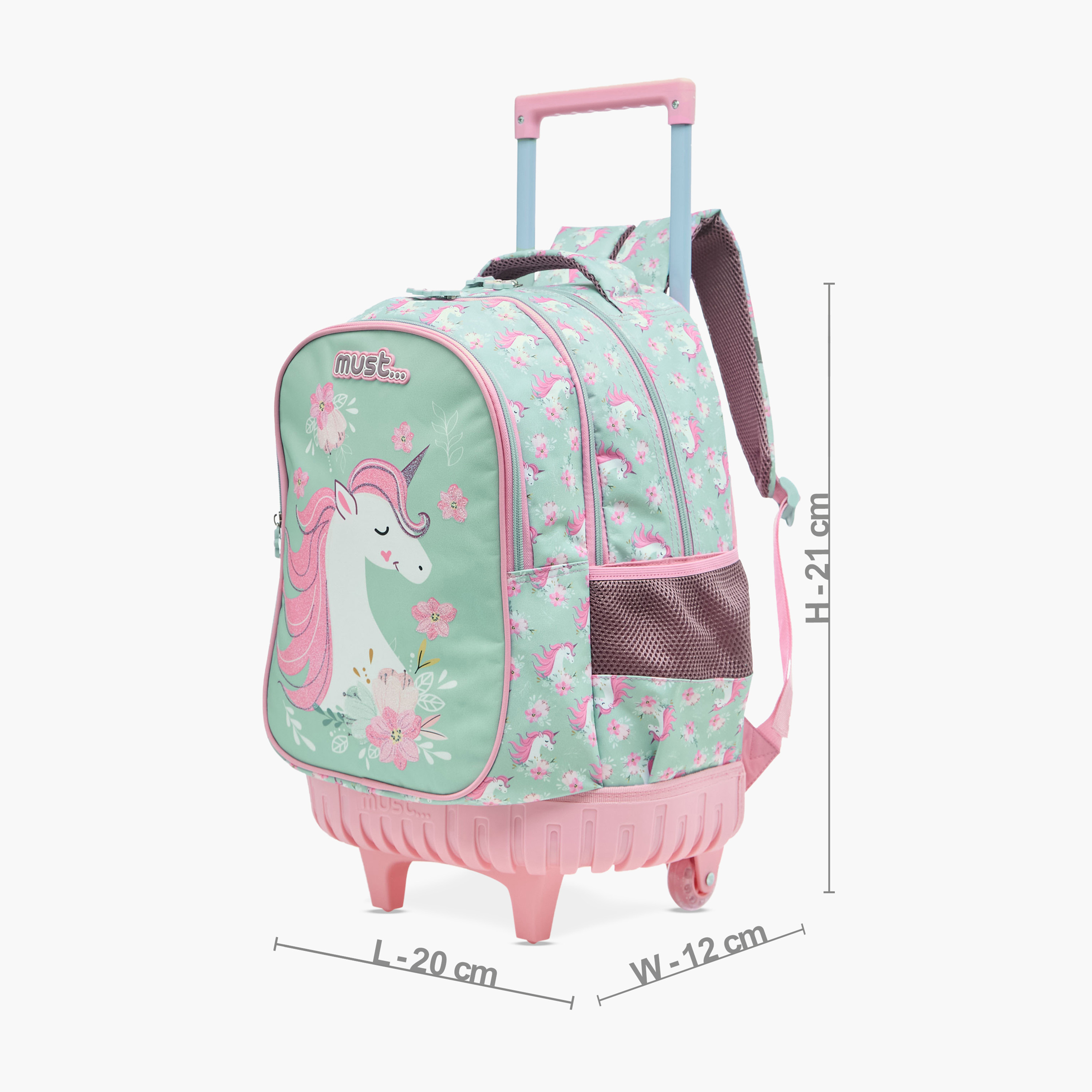 Must Unicorn Print 16 inch Trolley Backpack with Retractable Handle - 24x12x20 cms-school-bagsandbackpacks-trolleybags-image-2