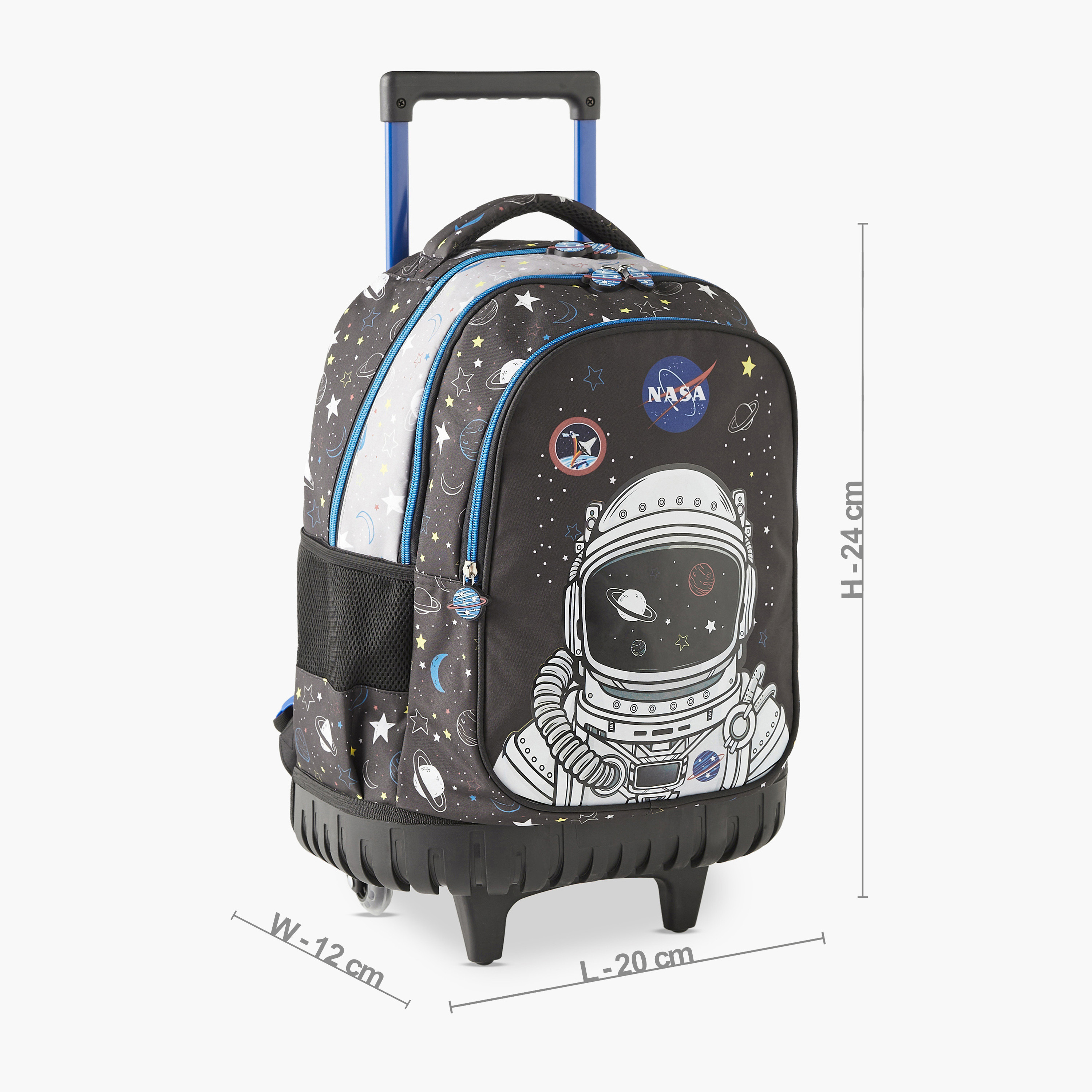 Must Astronaut Print 16-inch Trolley Backpack with Adjustable Shoulder Straps - 24x12x20 cms-cpkids-backtoschool-schoolbagsandbackpacks-trolleybags-image-2