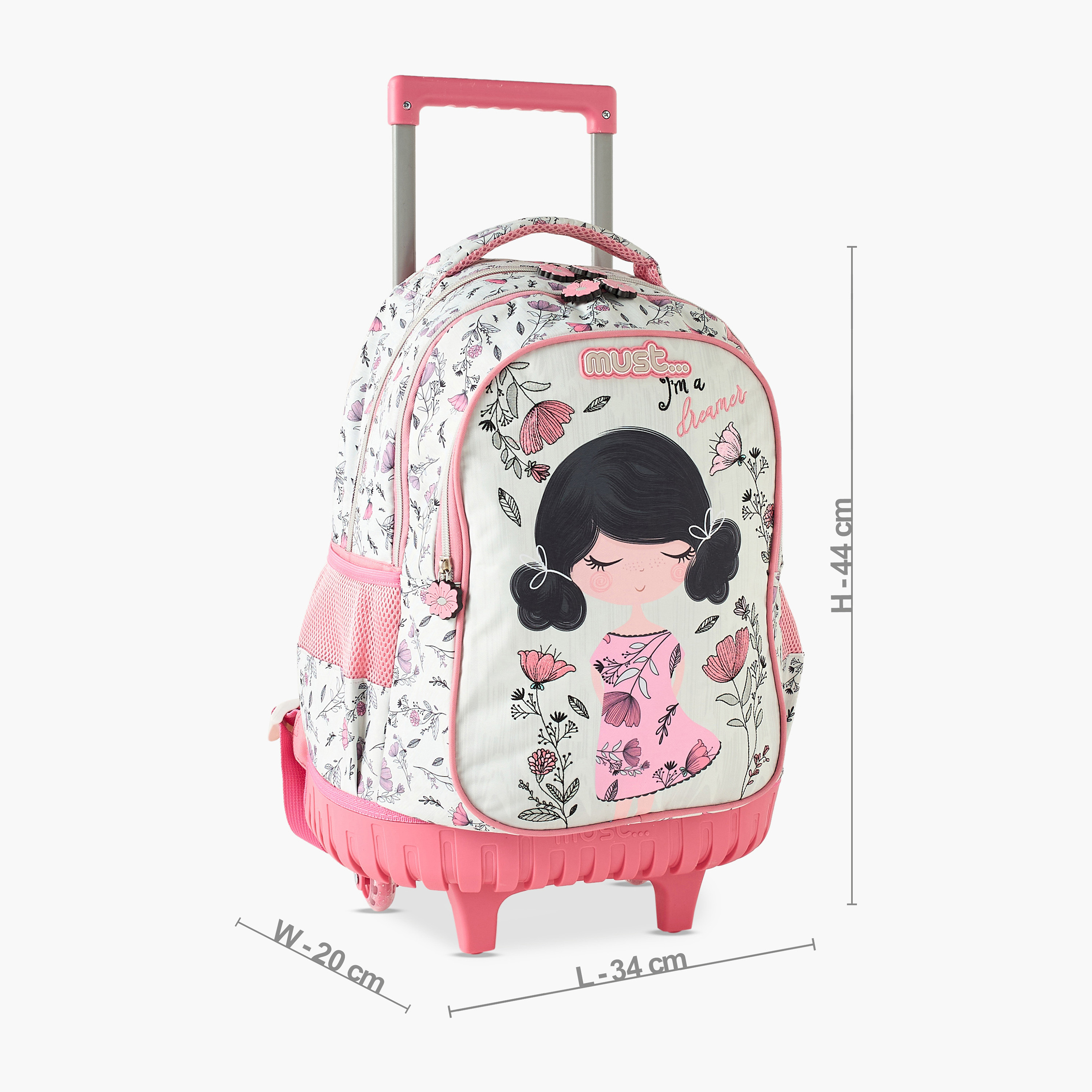 Must 16-inch All-Over Floral Print Trolley Backpack with Retractable Handle - 34x20x44 cms-cpkids-backtoschool-schoolbagsandbackpacks-trolleybags-image-2