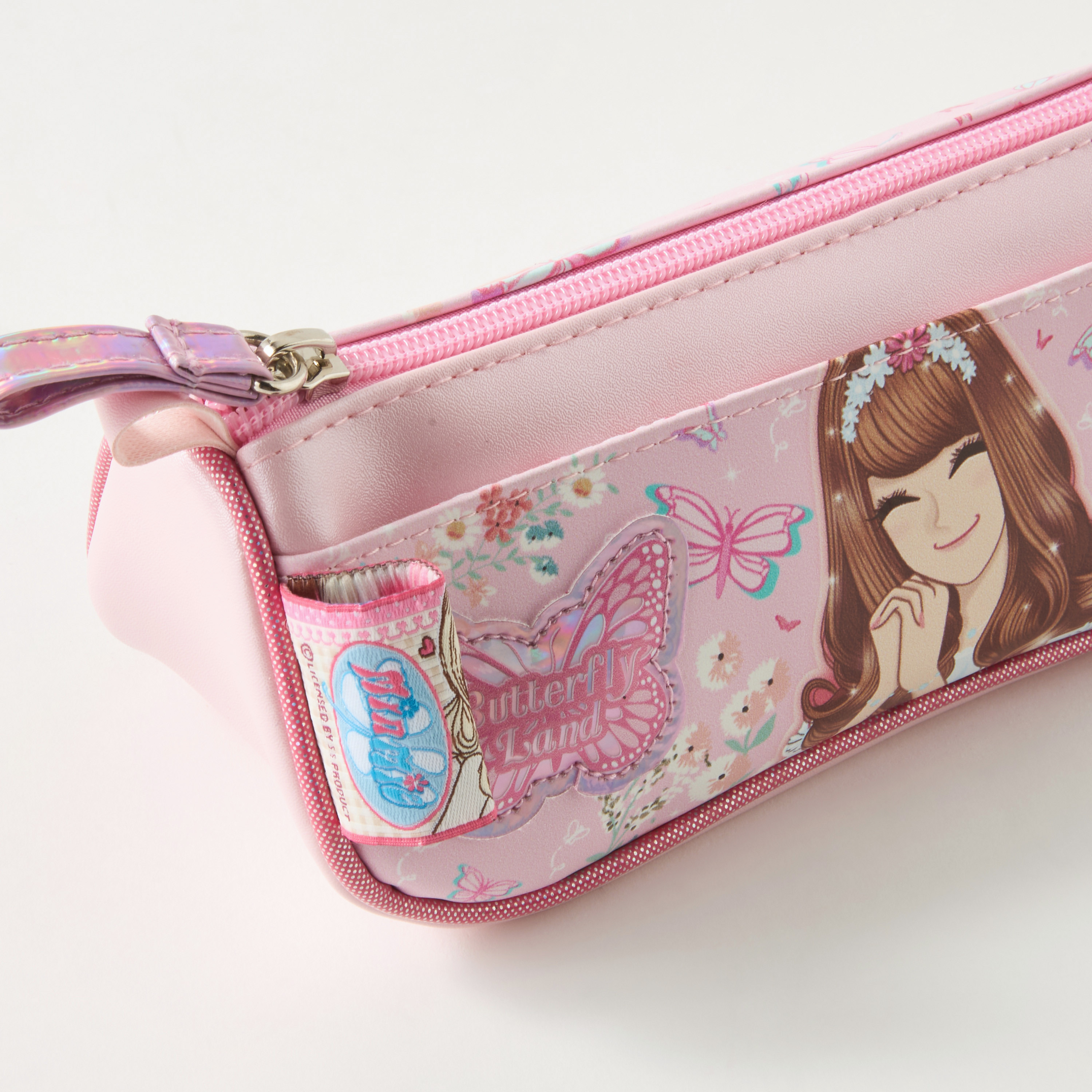 Minmie Butterfly Print Pencil Pouch with Zip Closure-school-stationery-pencilcases-image-3