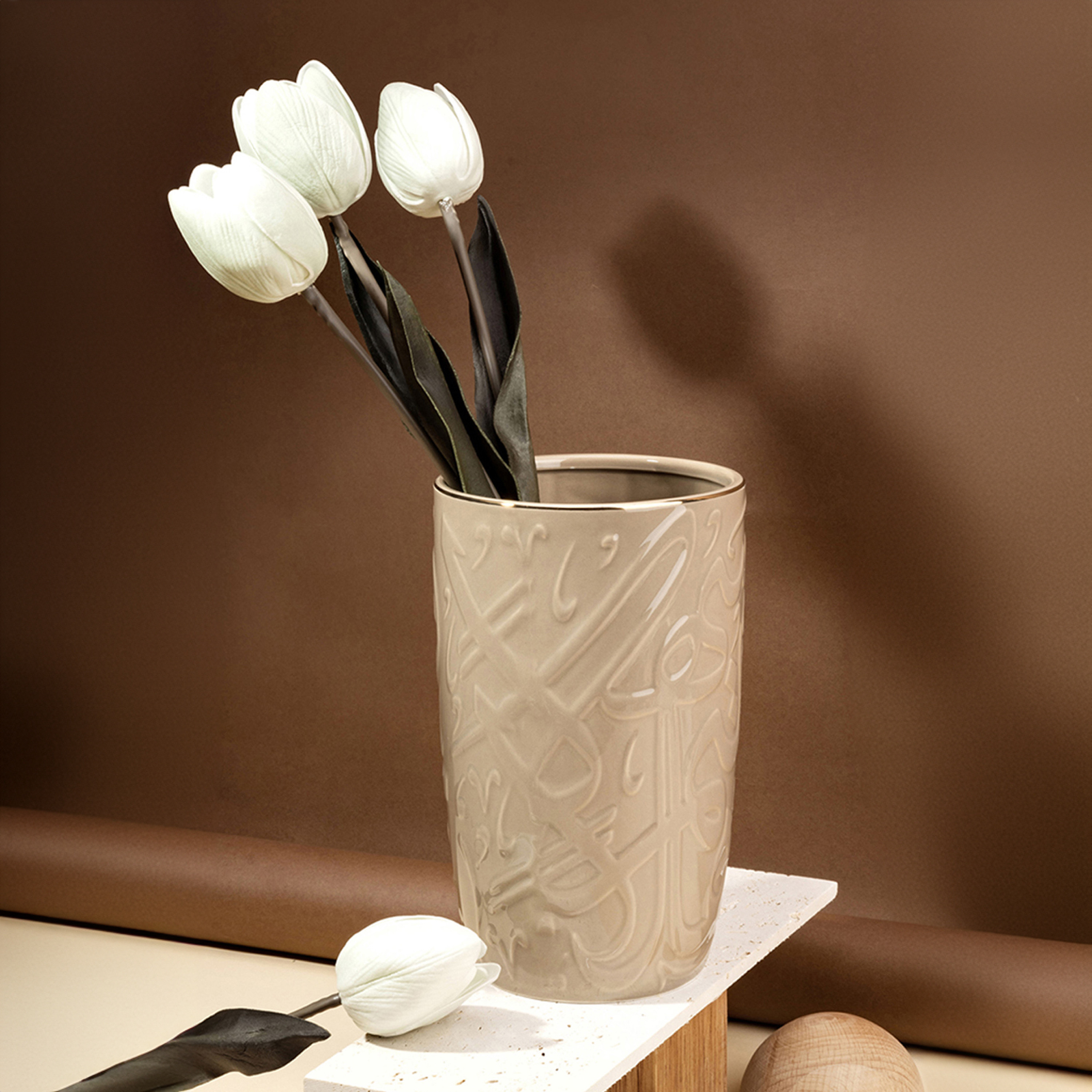 Otantik Diwan Porcelain Vase - 11x11x20 cms-household-decor-vasesandbowls-image-1