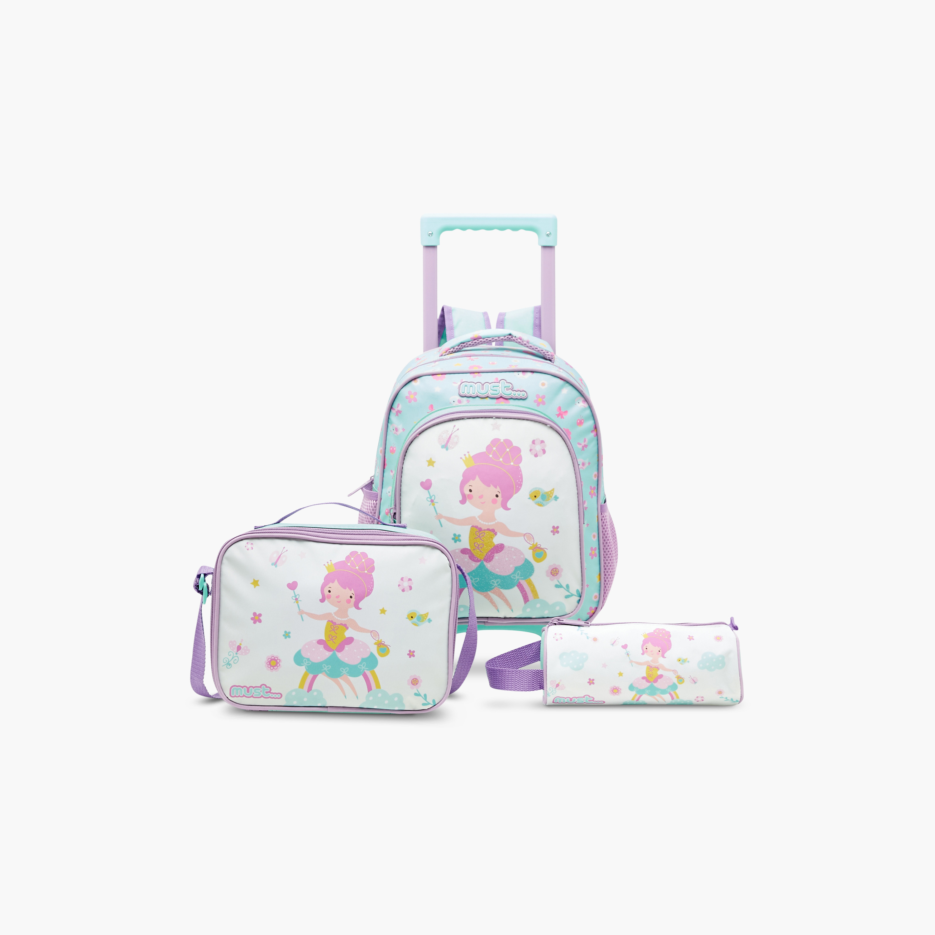 Must Printed Trolley Backpack with Lunch Bag and Pencil Case - 27X10X31 cms-school-bagsandbackpacks-trolleybags-image-1