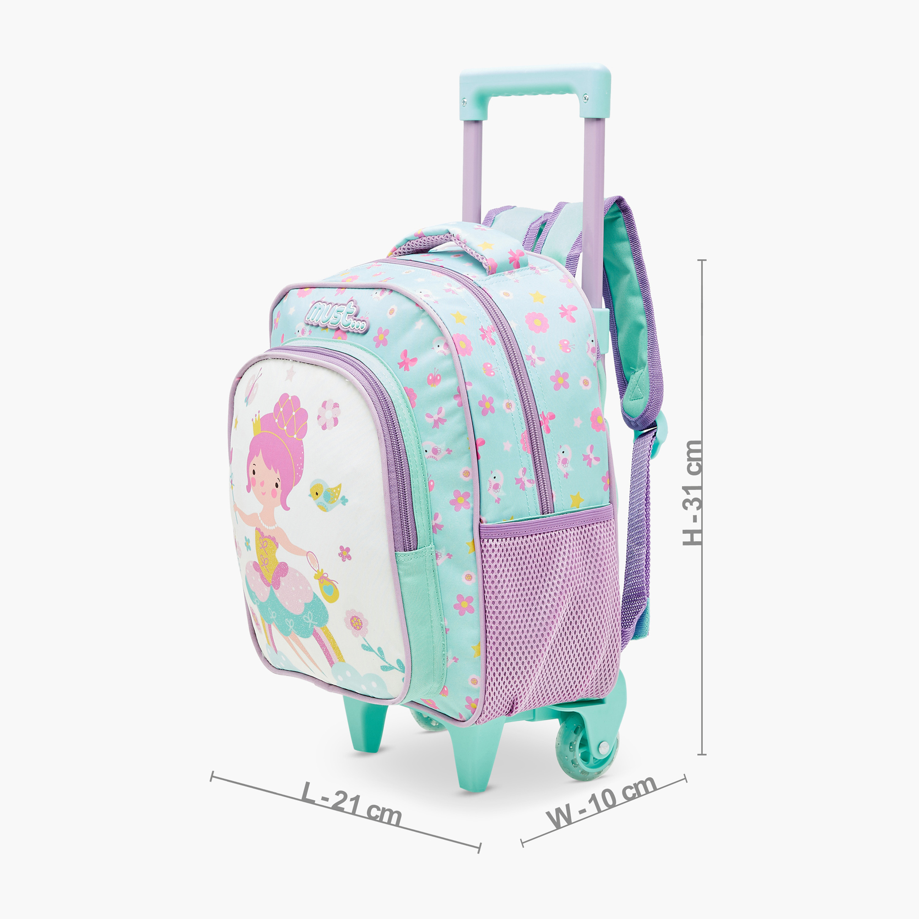 Must Printed Trolley Backpack with Lunch Bag and Pencil Case - 27X10X31 cms-school-bagsandbackpacks-trolleybags-image-2