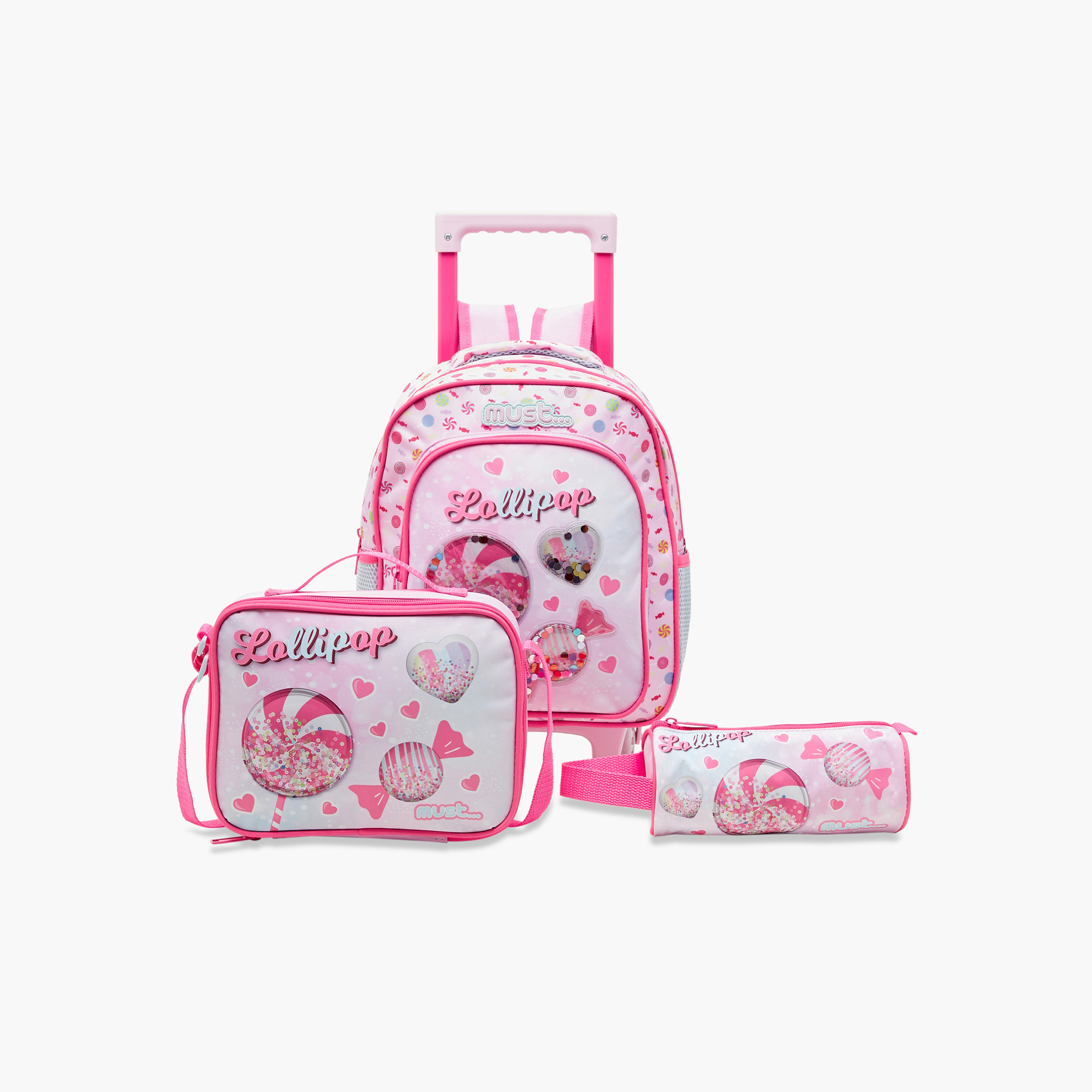 Must Printed Trolley Backpack with Lunch Bag and Pencil Case - 27X10X31 cms-school-bagsandbackpacks-trolleybags-image-1