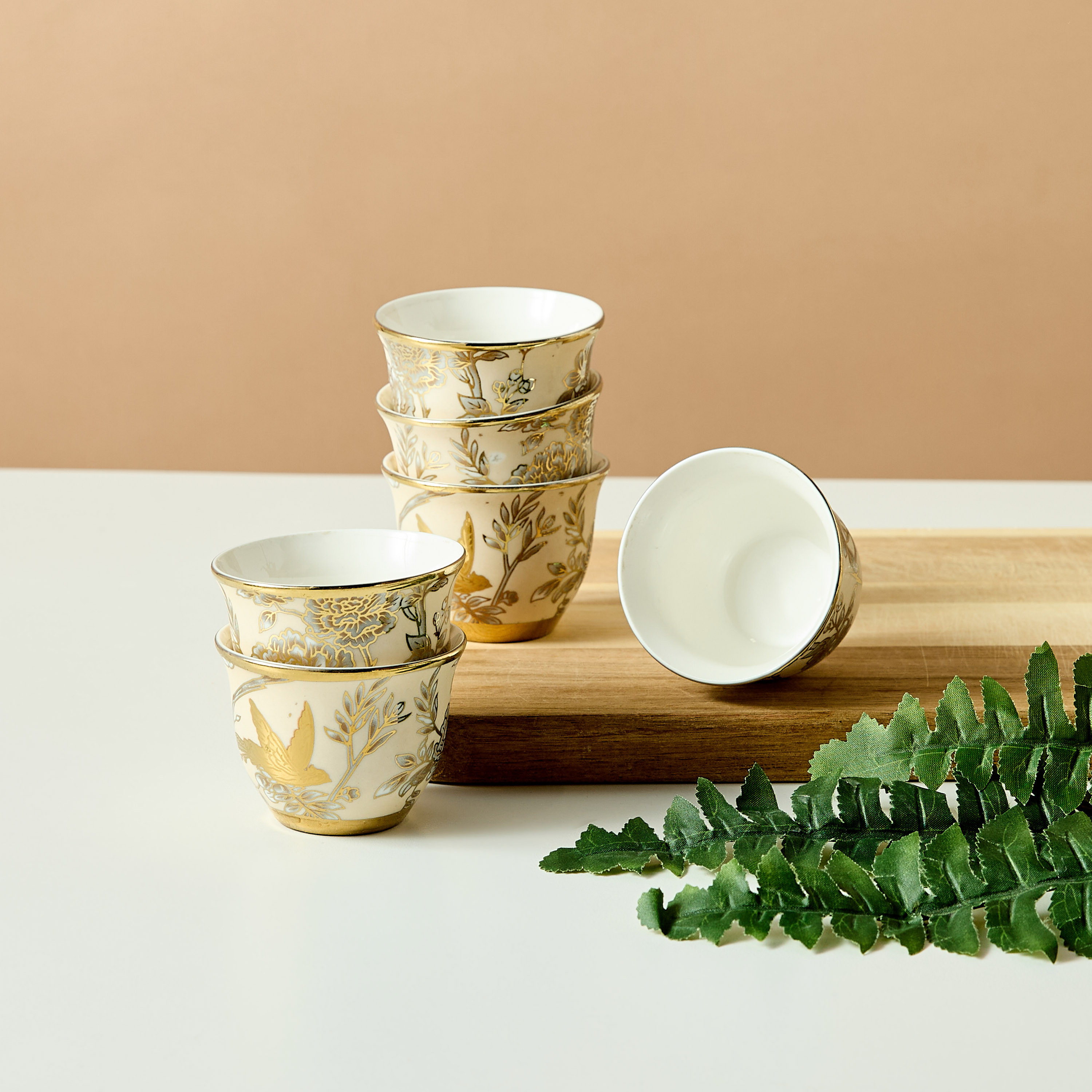 Zahra Floral Print 6-Piece Cawa Cup Set - 80 ml-household-dining-teaandcoffee-teaandcoffeesets-image-1
