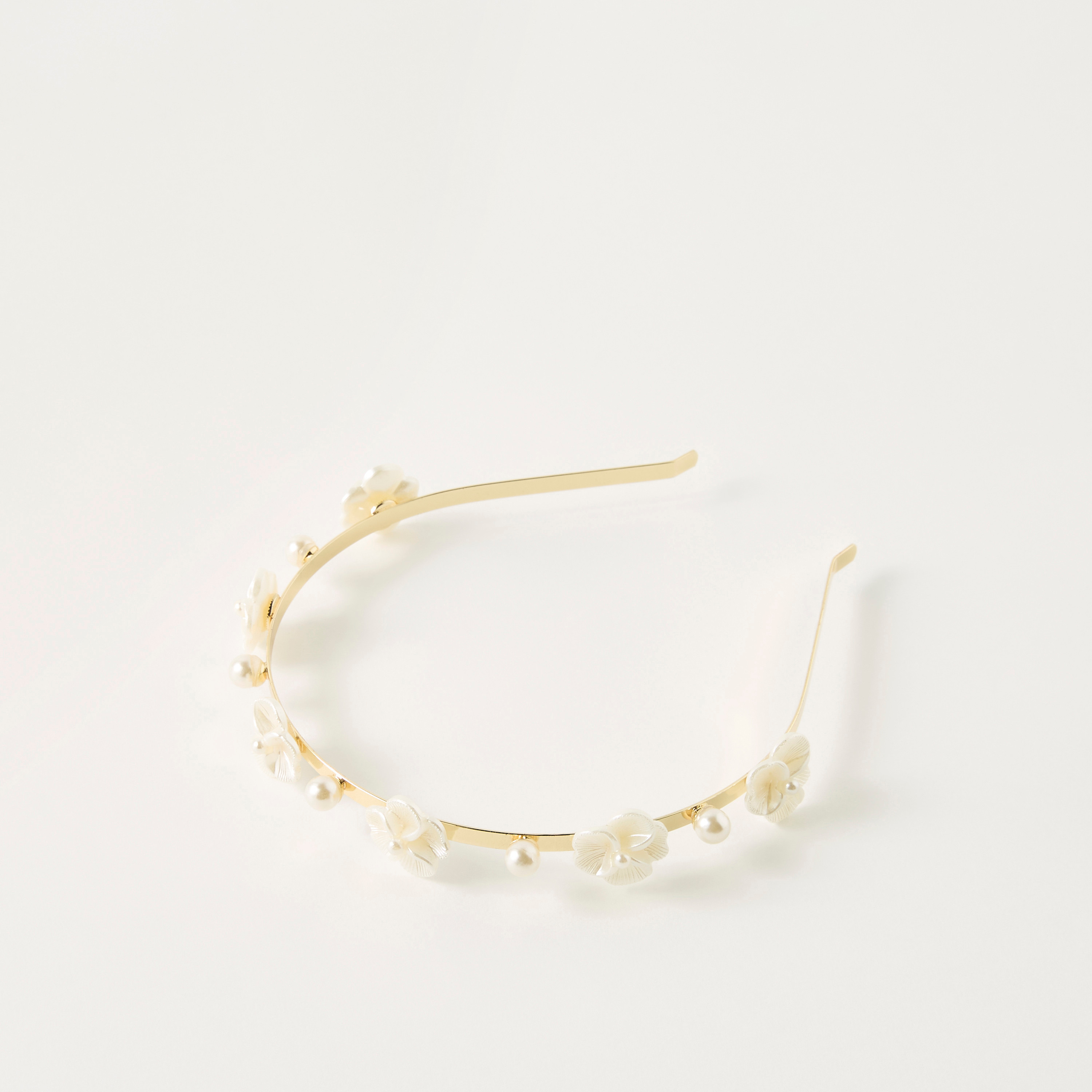 شريطة شعر بتصميم أزهار مزيّنة باللؤلؤ-women-hairaccessories-bands-image-1