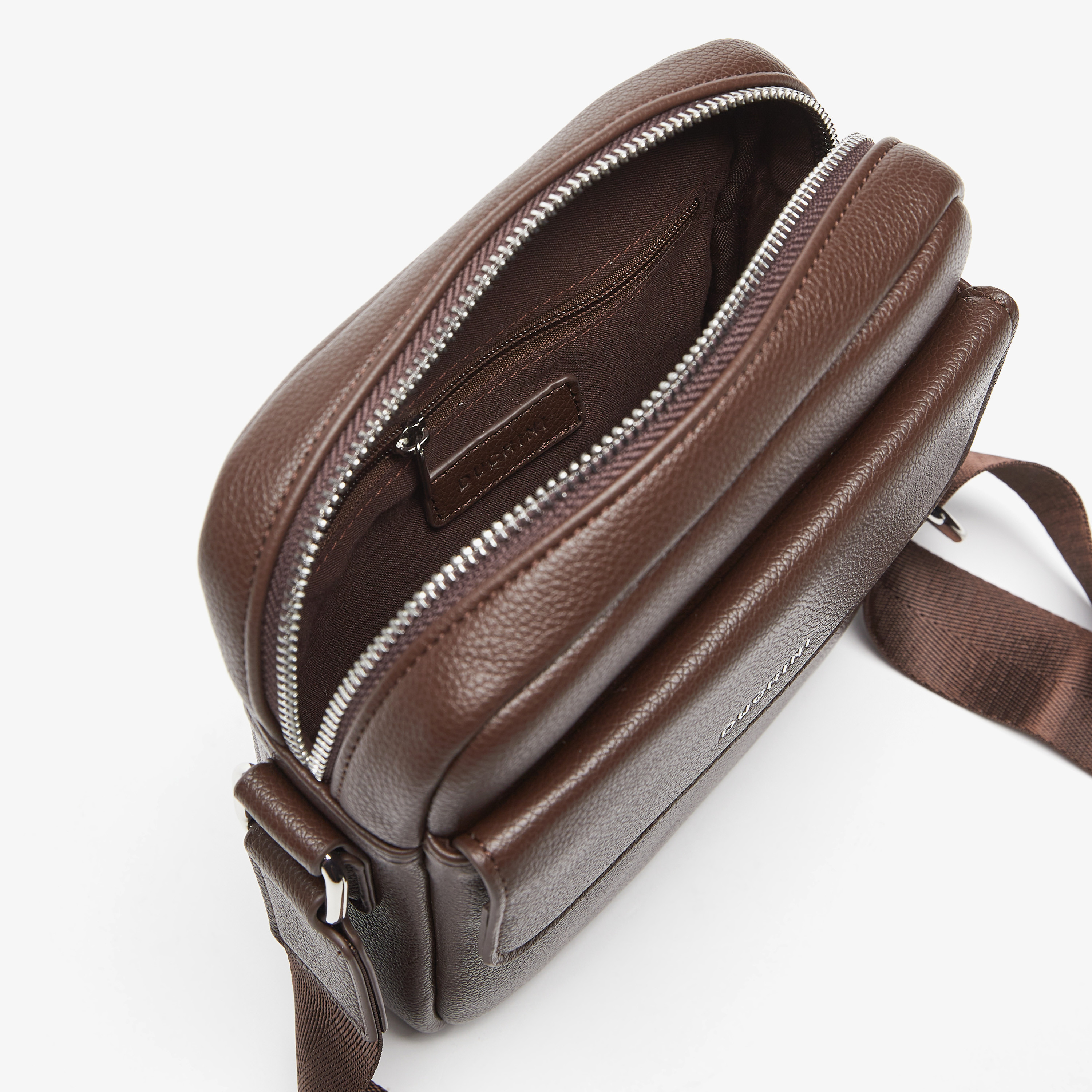 Duchini Plain Crossbody Bag with Adjustable Strap and Zip Closure-men-bags-image-6