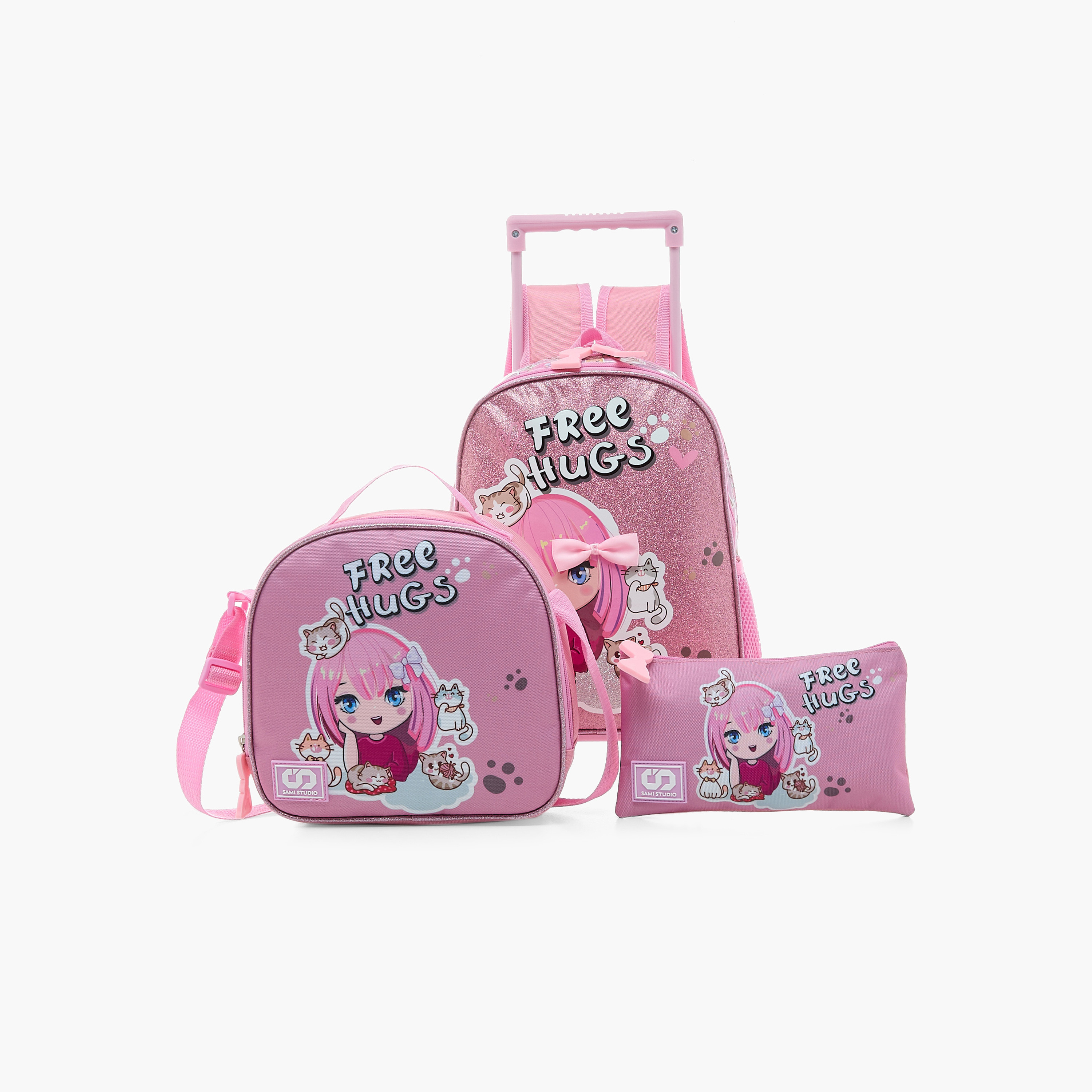 SAMI STUDIO Printed 12-inch Trolley Backpack with Lunch Bag and Pencil Pouch - 31x23x10 cms-school-bagsandbackpacks-sets-image-1