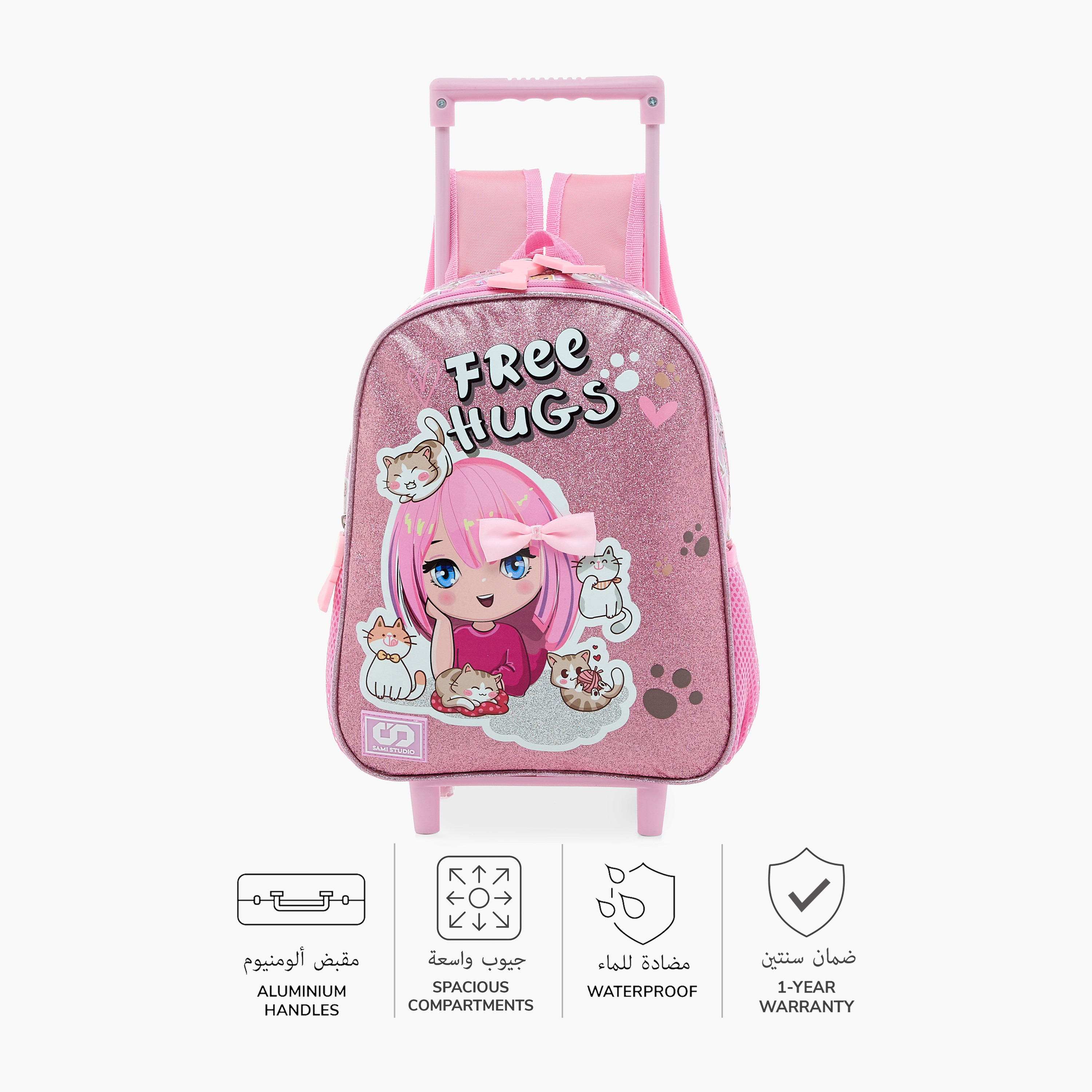 SAMI STUDIO Printed 12-inch Trolley Backpack with Lunch Bag and Pencil Pouch - 31x23x10 cms-school-bagsandbackpacks-sets-image-4