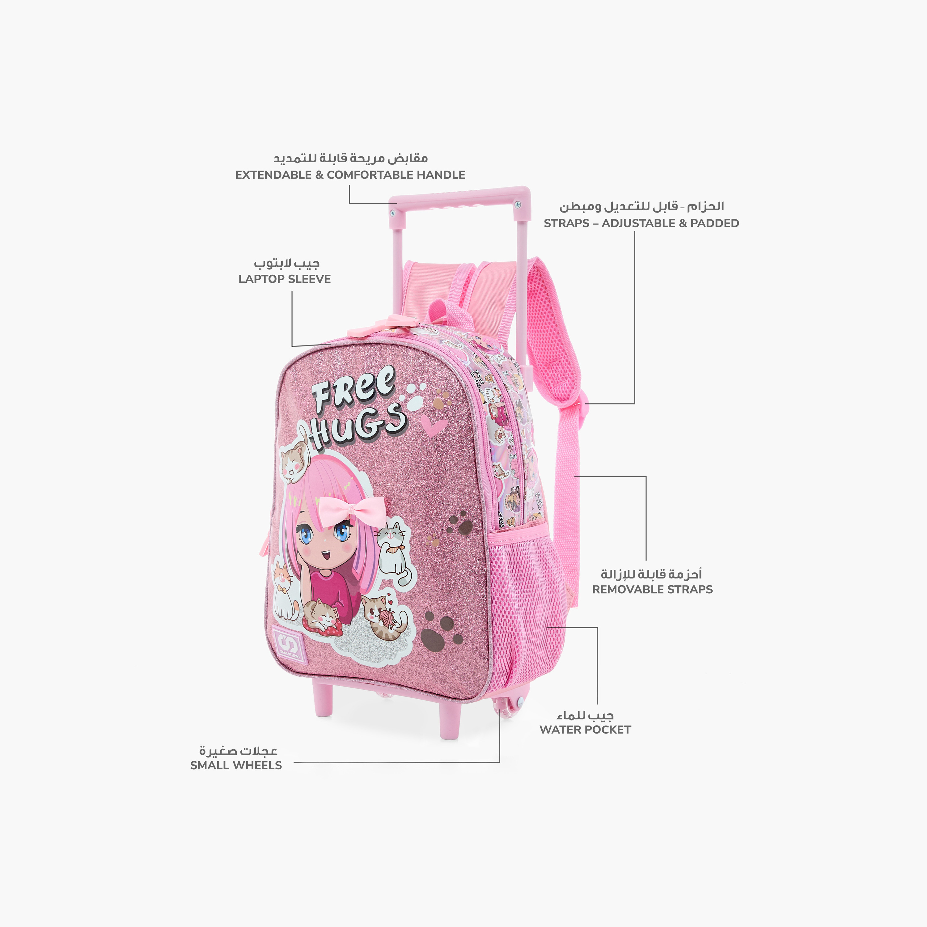 SAMI STUDIO Printed 12-inch Trolley Backpack with Lunch Bag and Pencil Pouch - 31x23x10 cms-school-bagsandbackpacks-sets-image-6
