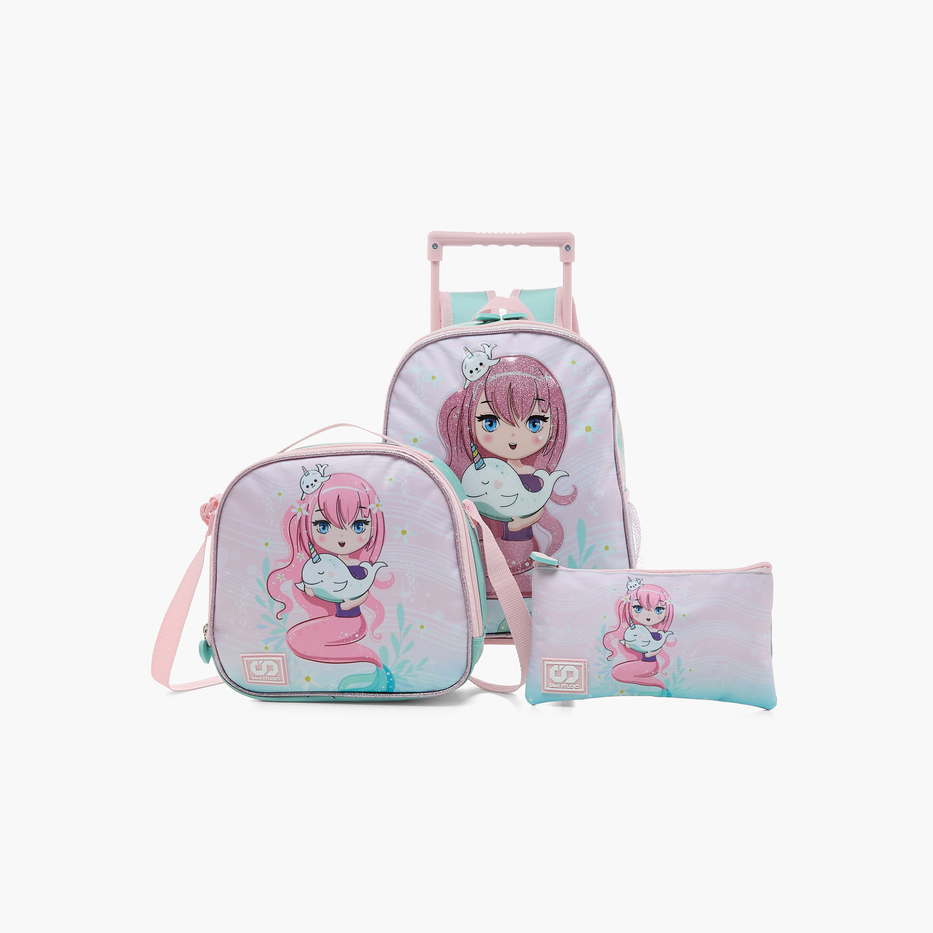 Buy SAMI STUDIO Printed 12-inch Trolley Backpack with Lunch Bag and ...