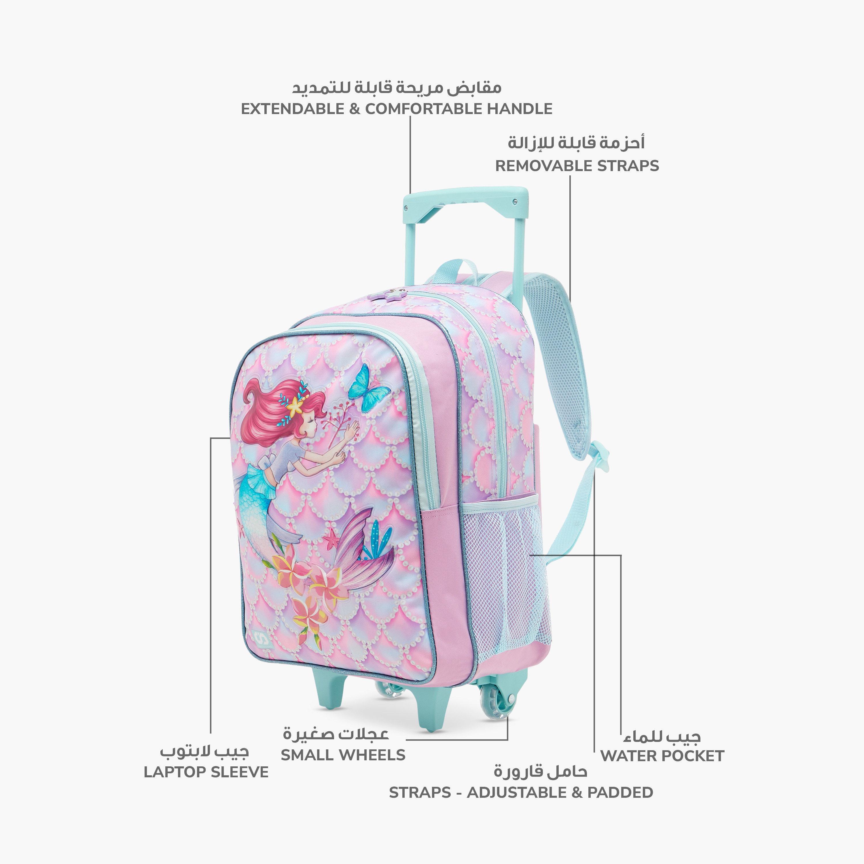 شنطة ظهر ترولي بطبعات مع شنطة غداء ومقلمة من ماست - 43X30X13 سم-school-bagsandbackpacks-sets-image-7