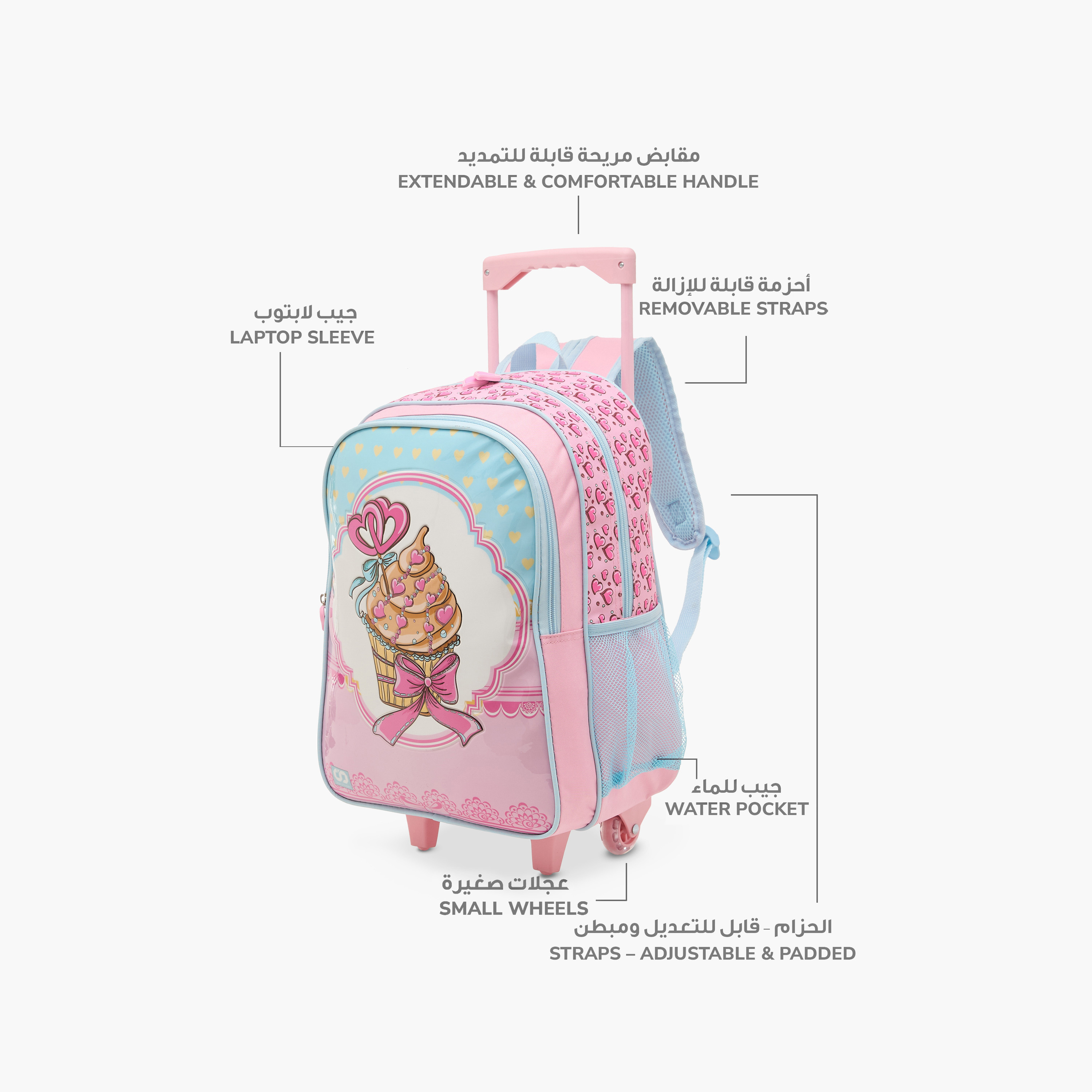 طقم شنطة ظهر ترولي بطبعات حورية بحر 5-Piece قطع من سامي ستوديو - 16 بوصة-school-bagsandbackpacks-trolleybags-image-7