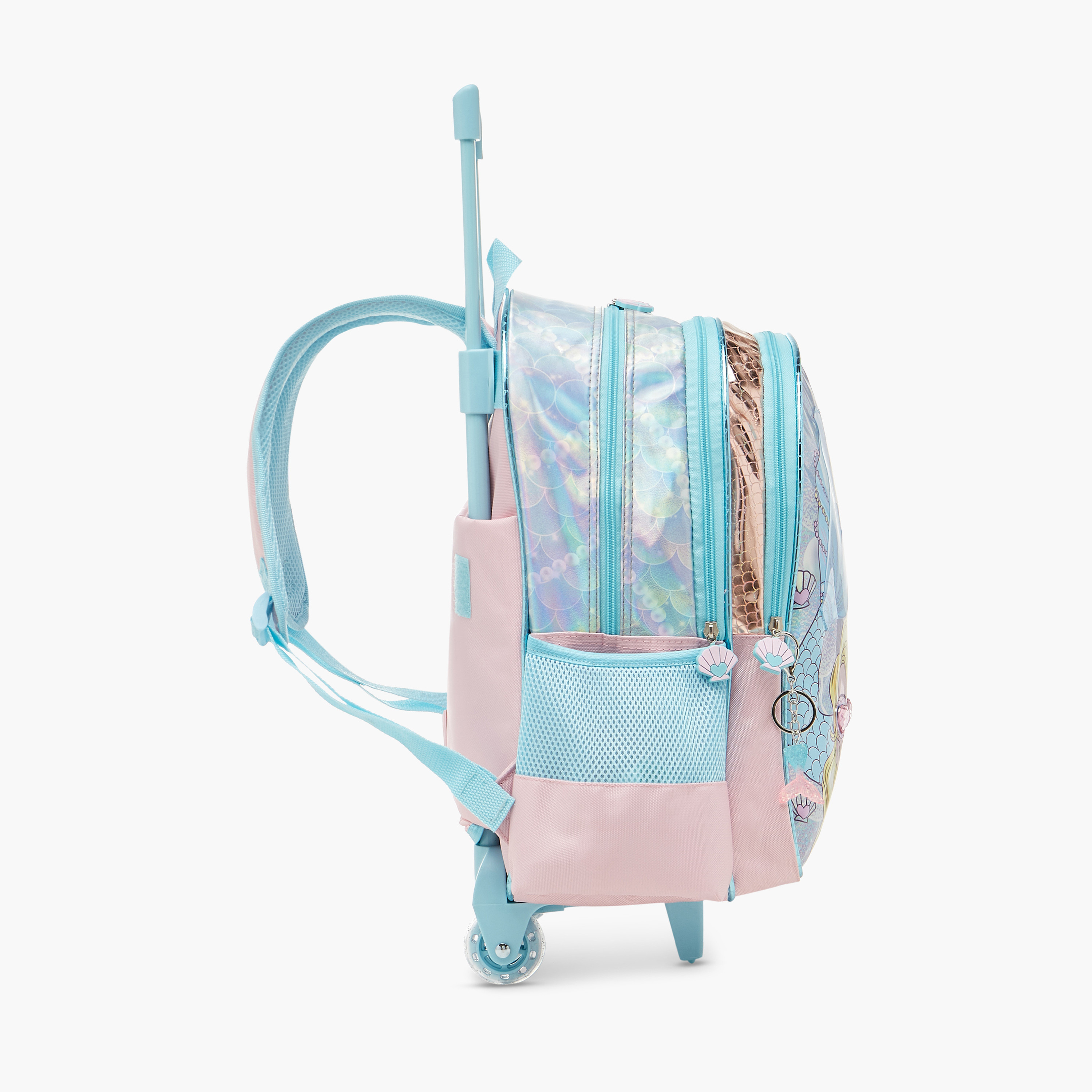 SAMI STUDIO Mermaid Print Trolley Backpack with Retractable Handle - 33x14x45 cms-school-bagsandbackpacks-trolleybags-image-3