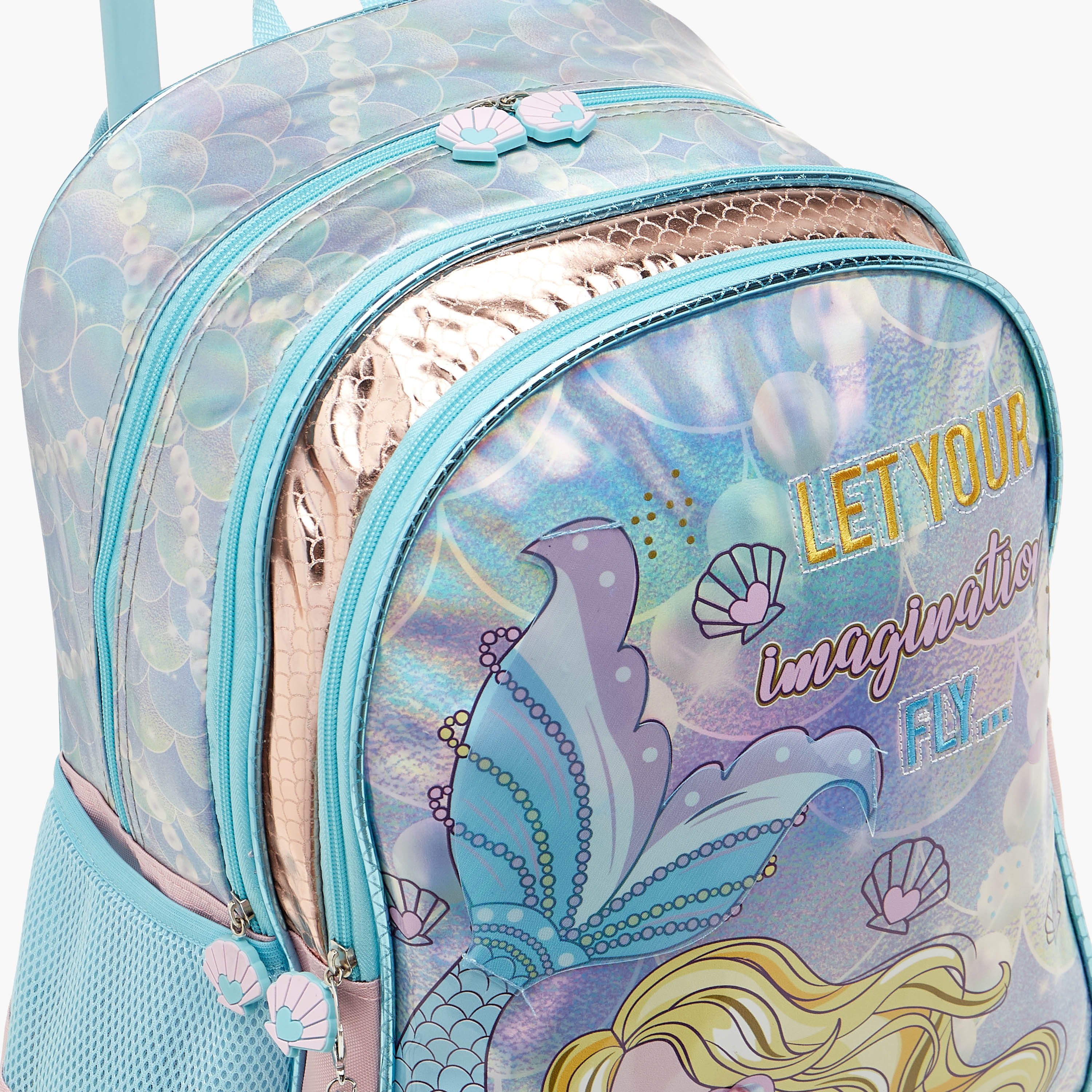 SAMI STUDIO Mermaid Print Trolley Backpack with Retractable Handle - 33x14x45 cms-school-bagsandbackpacks-trolleybags-image-8