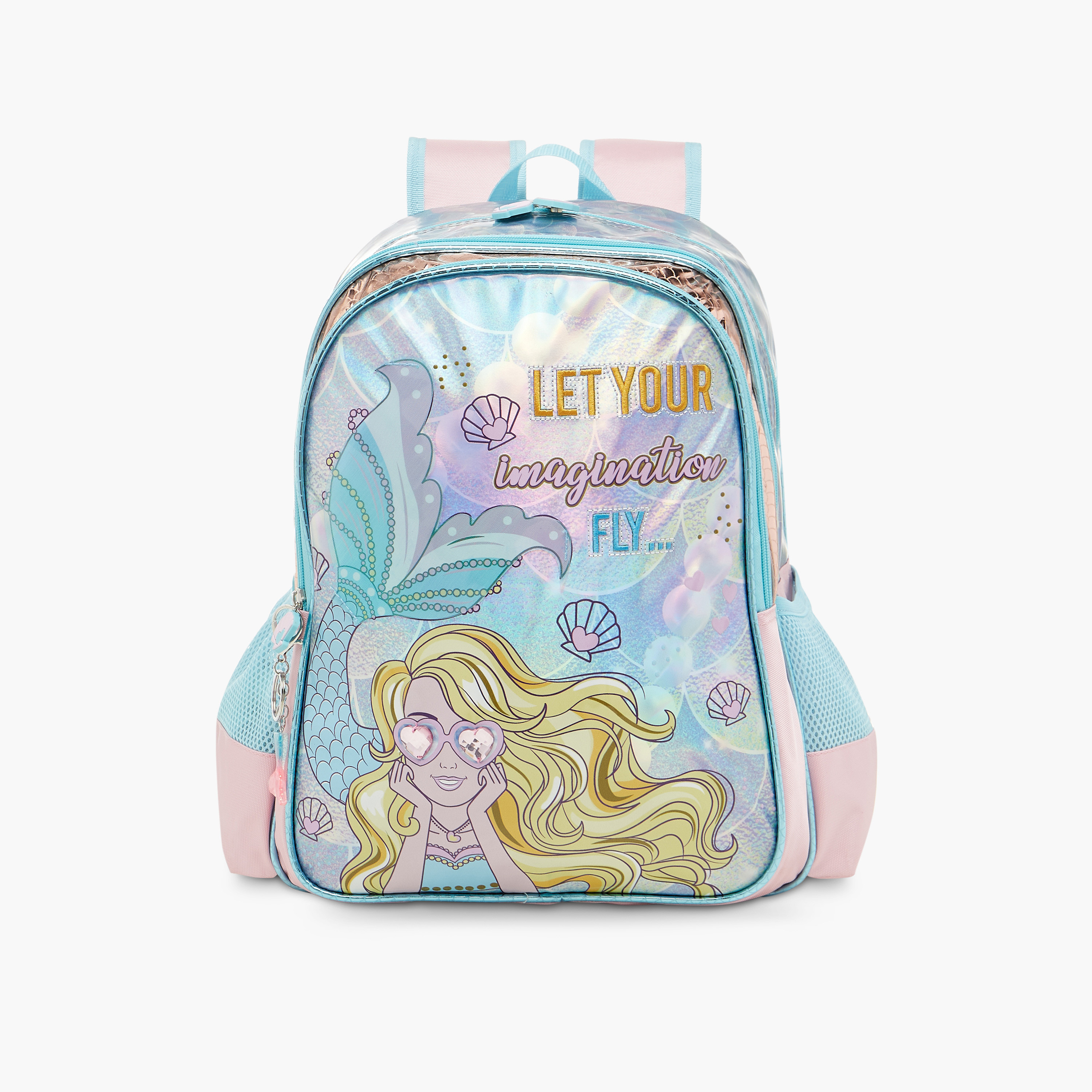 SAMI STUDIO Mermaid Print Backpack with Adjustable Straps 33x14x45 cms