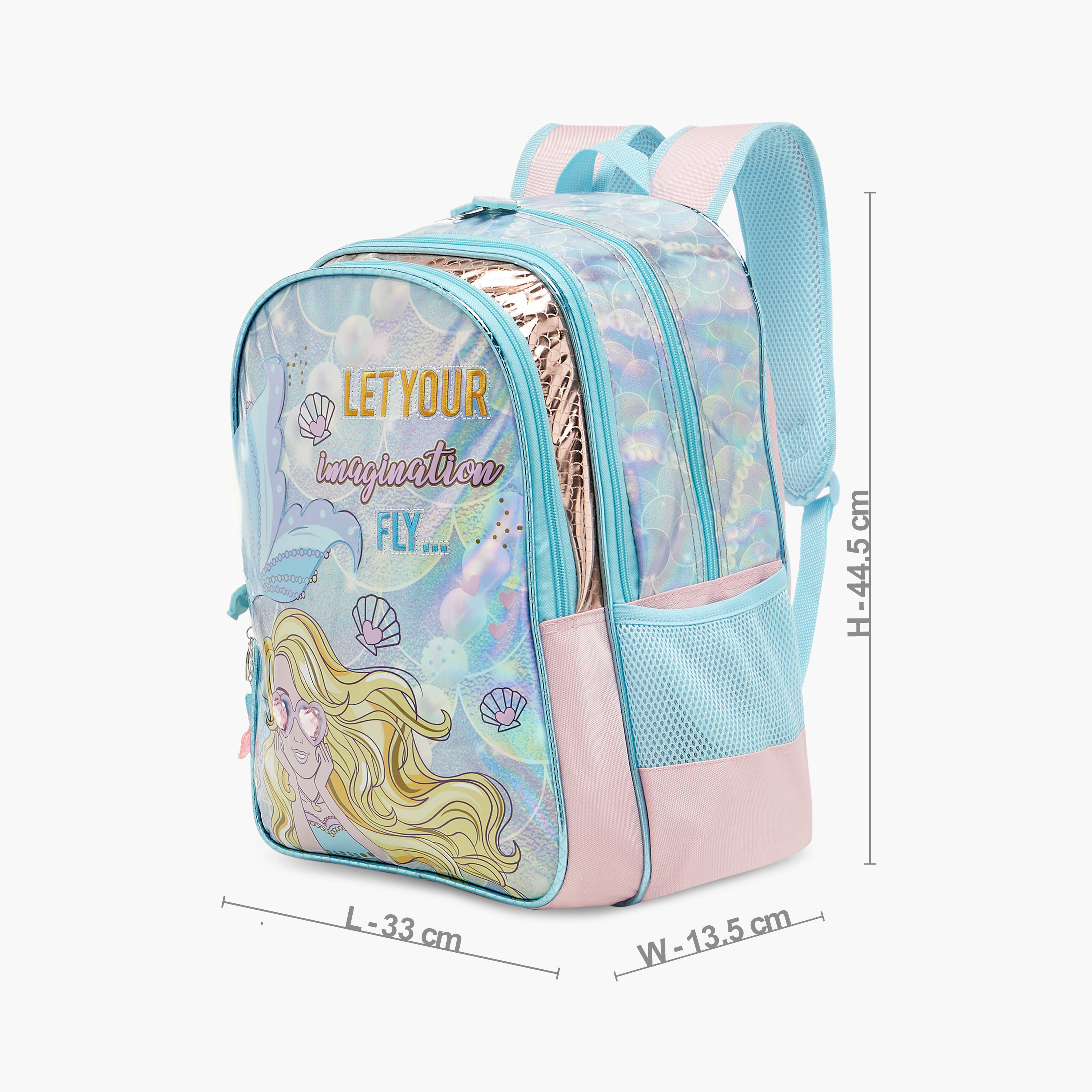 شنطة ظهر بطبعات حورية البحر وحمّالات قابلة للتعديل من سامي ستوديو - 33x14x45 سم-school-bagsandbackpacks-backpacks-image-2