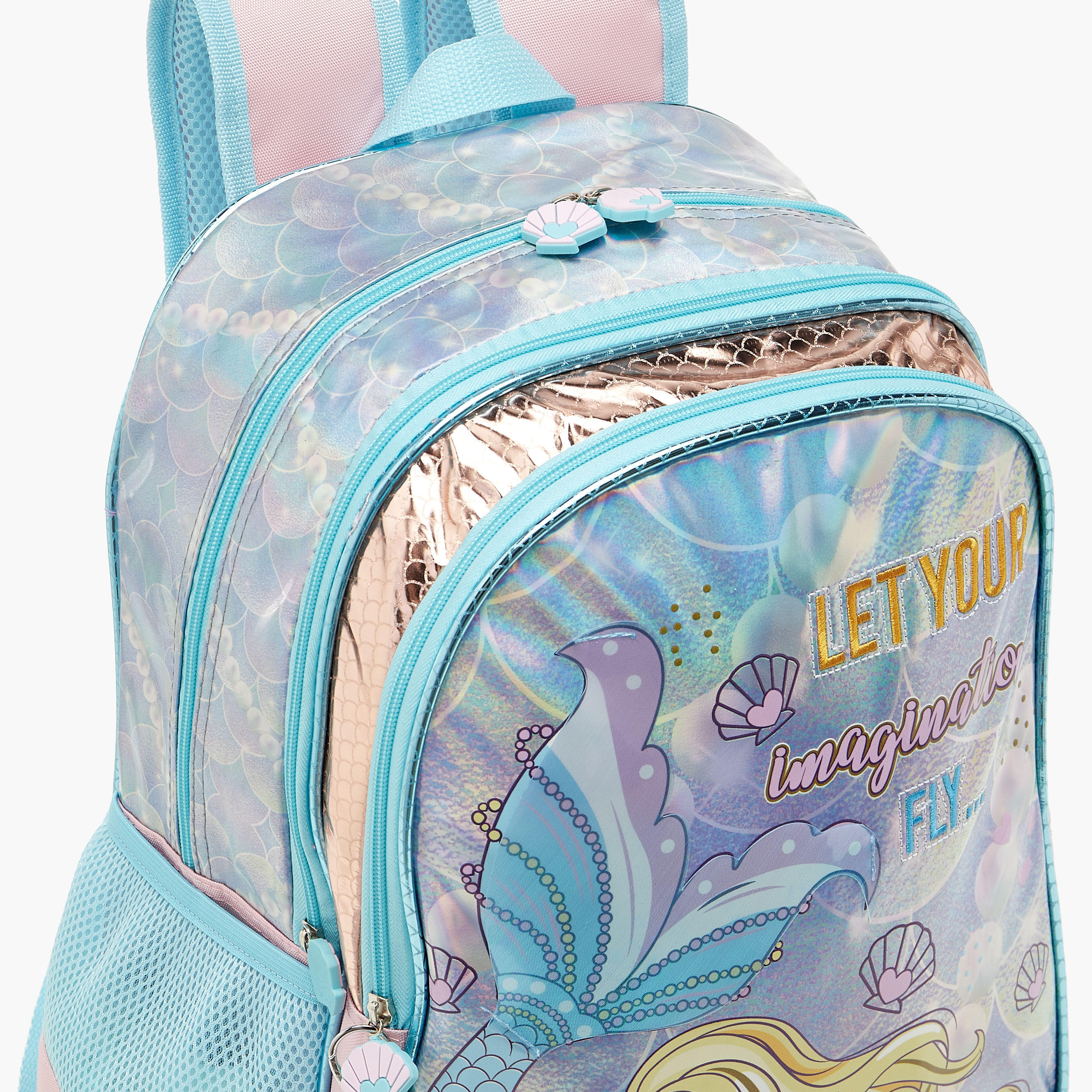 شنطة ظهر بطبعات حورية البحر وحمّالات قابلة للتعديل من سامي ستوديو - 33x14x45 سم-school-bagsandbackpacks-backpacks-image-7