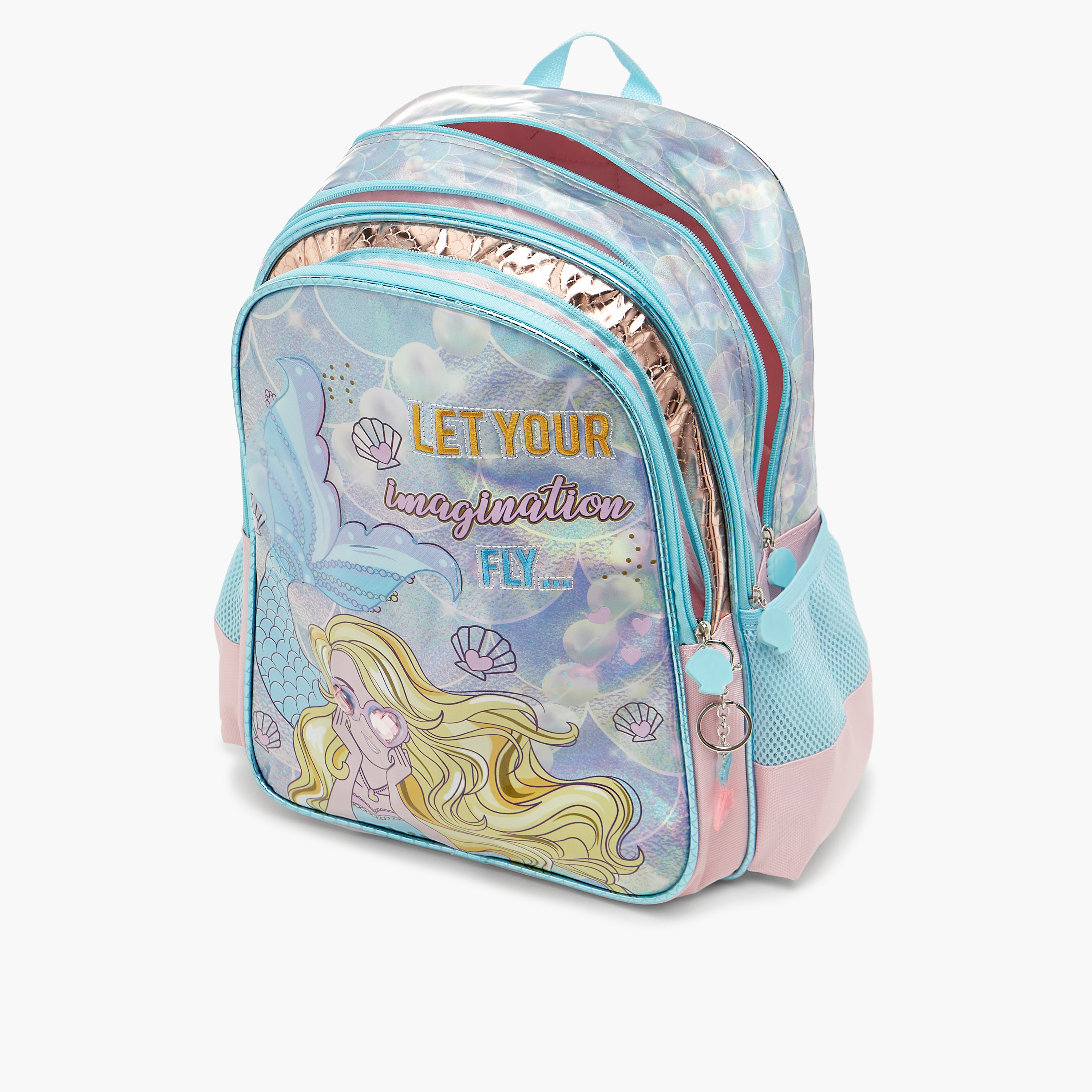 شنطة ظهر بطبعات حورية البحر وحمّالات قابلة للتعديل من سامي ستوديو - 33x14x45 سم-school-bagsandbackpacks-backpacks-image-8