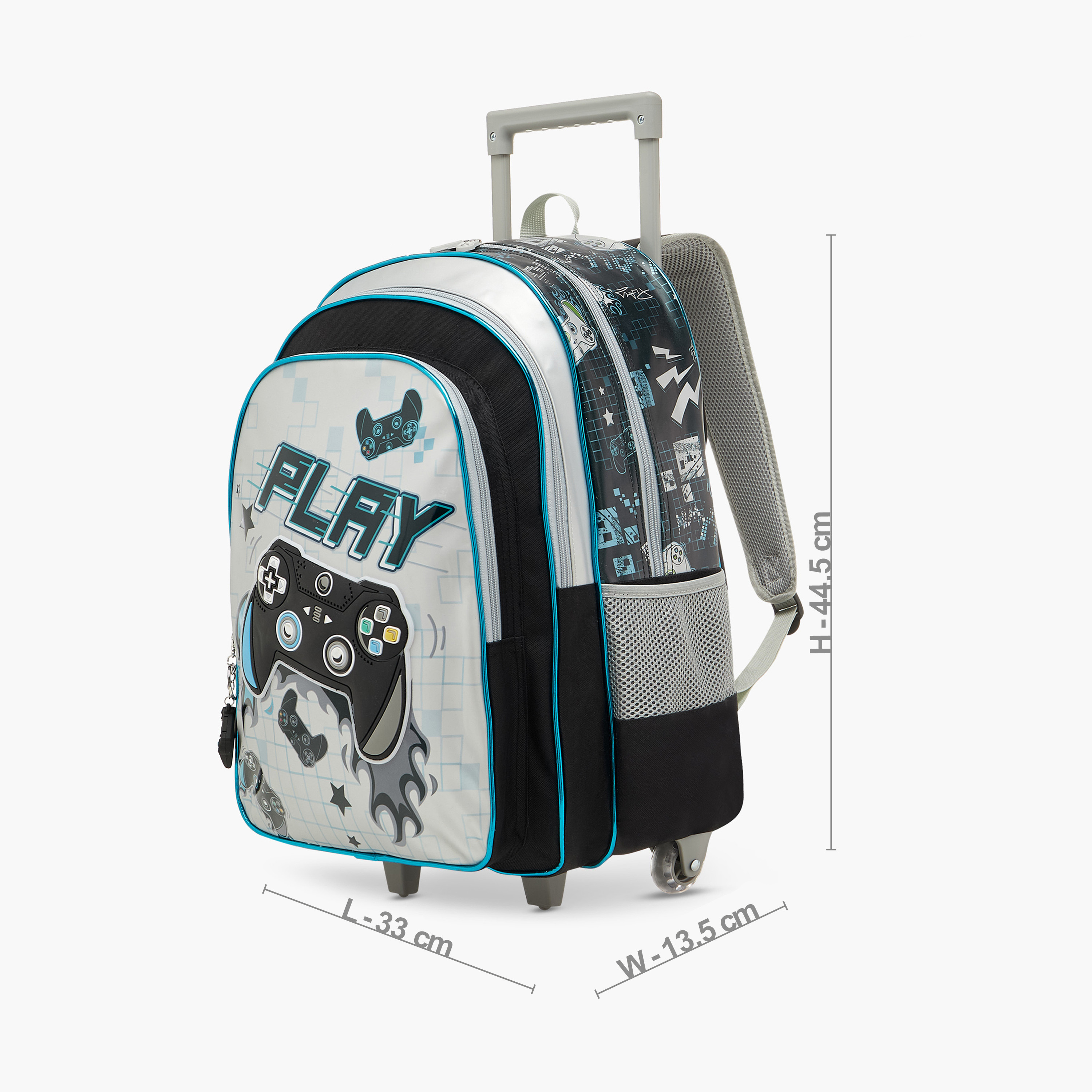 SAMI STUDIO 17-inch Gamer Print Trolley Backpack with Retractable Handle - 33x14x45 cms-school-bagsandbackpacks-trolleybags-image-1
