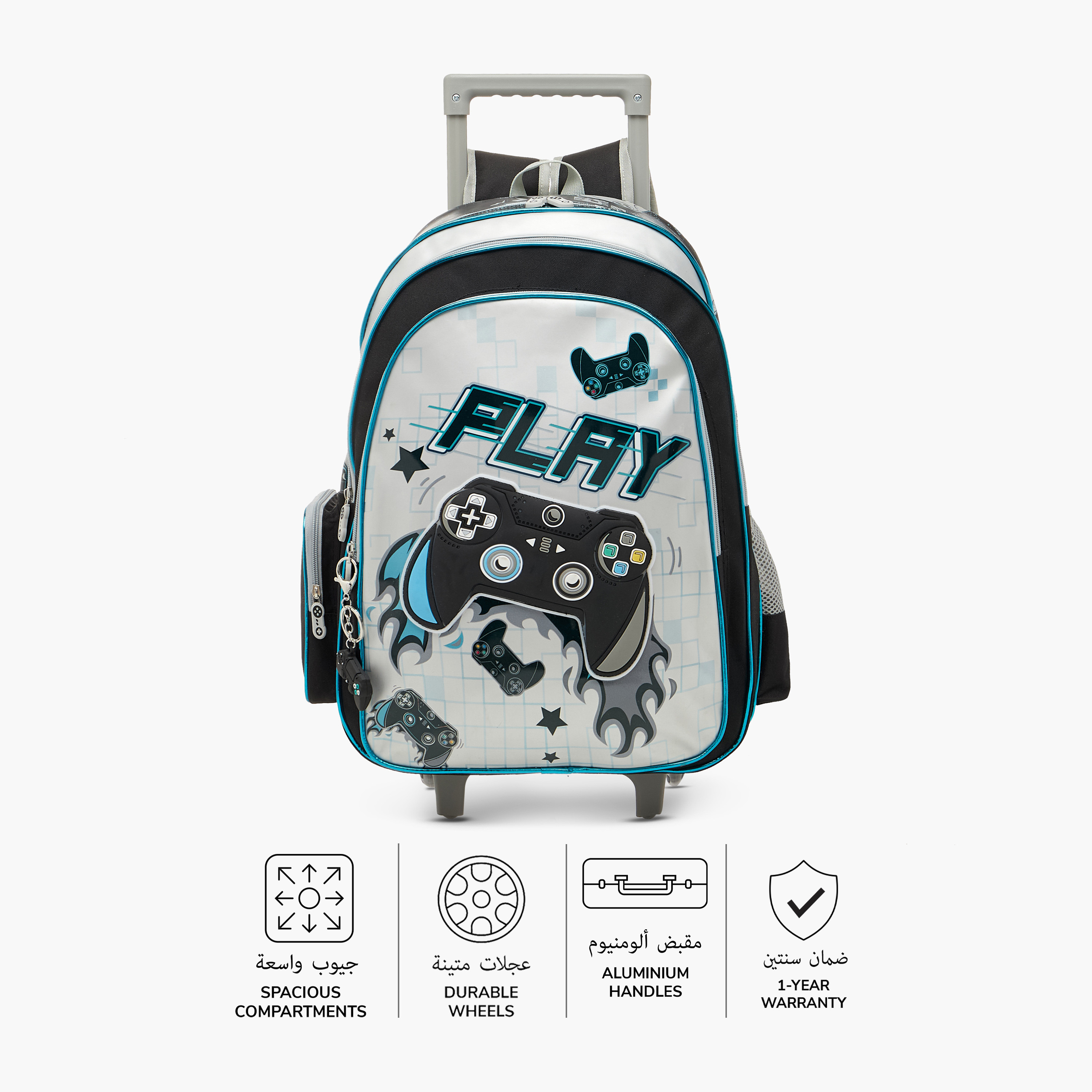 SAMI STUDIO 17-inch Gamer Print Trolley Backpack with Retractable Handle - 33x14x45 cms-school-bagsandbackpacks-trolleybags-image-4