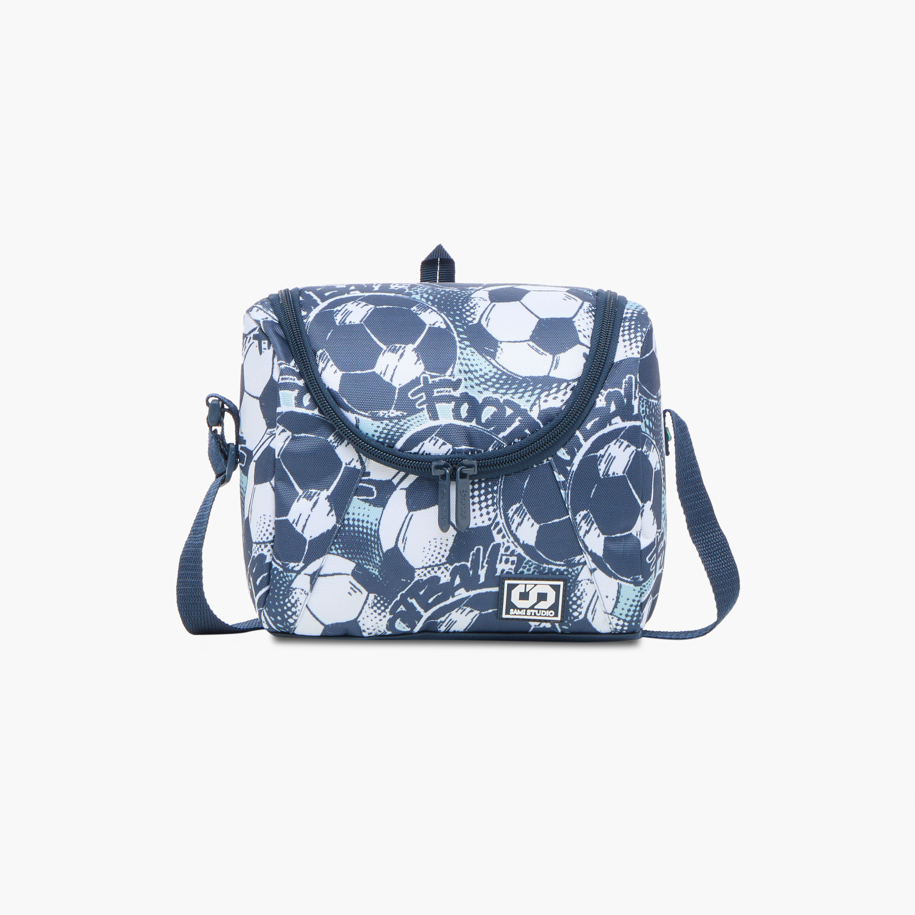 SAMI STUDIO Football Print Lunch Bag with Adjustable Strap and Zip Closure-school-lunchessentials-lunchbags-image-1