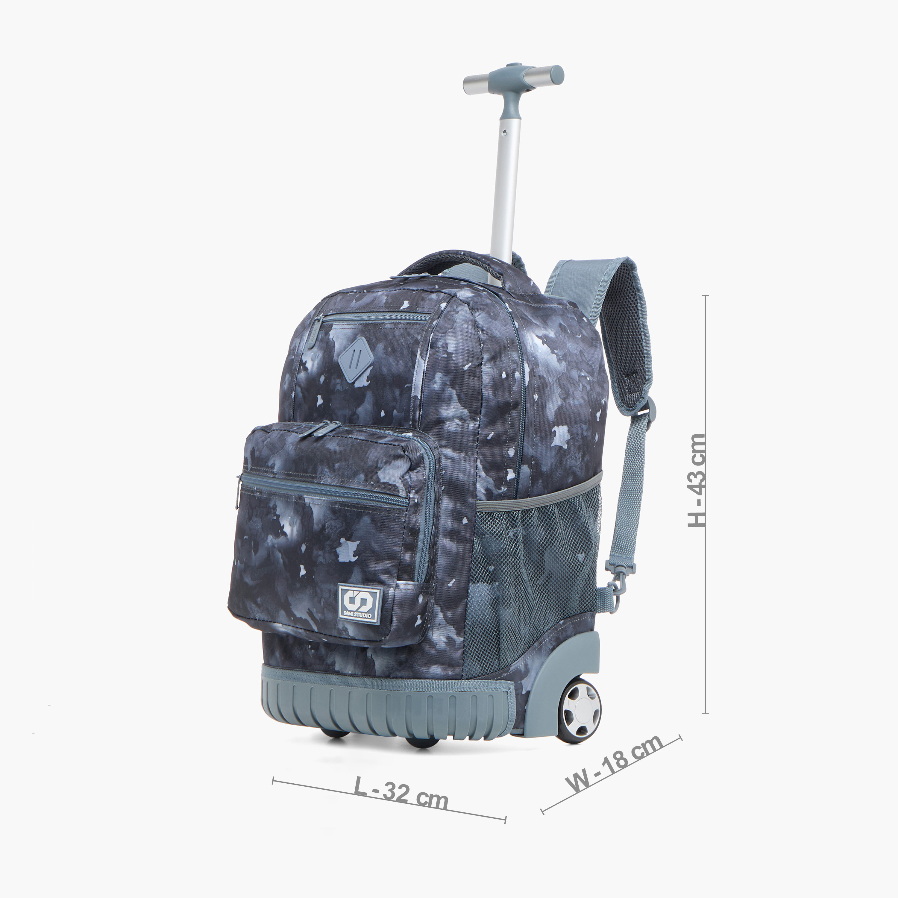شنطة ظهر ترولي 18 بوصة بمقبض قابل للسحب وطبعات مموهة من سامي ستوديو - 43x32x18 سم-school-bagsandbackpacks-trolleybags-image-2