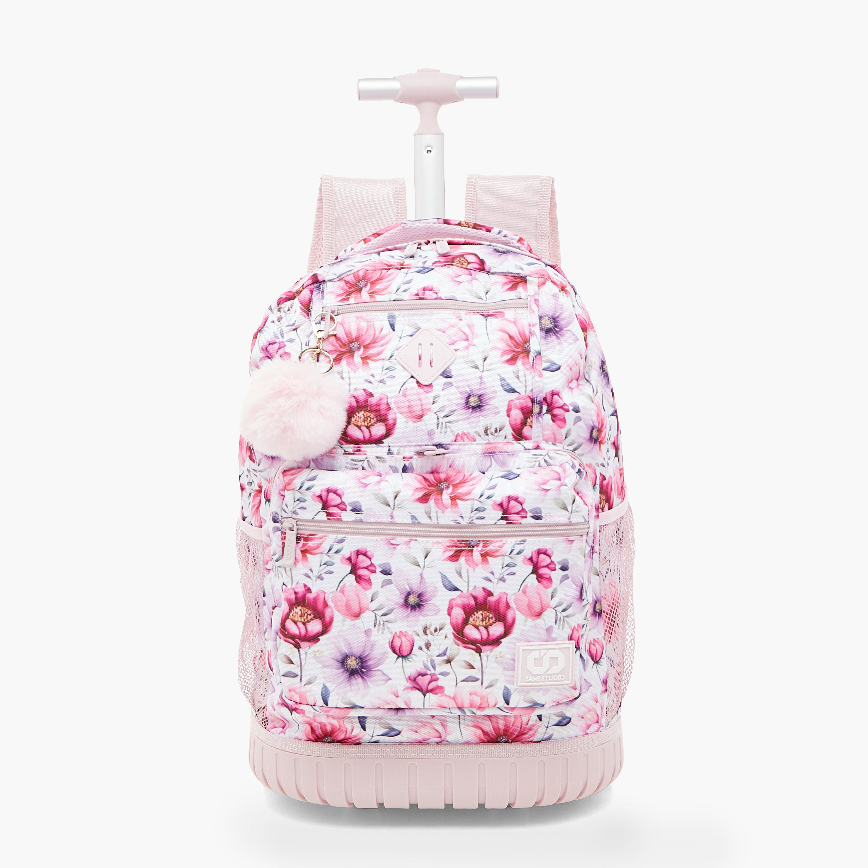 SAMI STUDIO Floral Print Softcase Trolley Bag with Retractable Handle-school-bagsandbackpacks-trolleybags-image-1