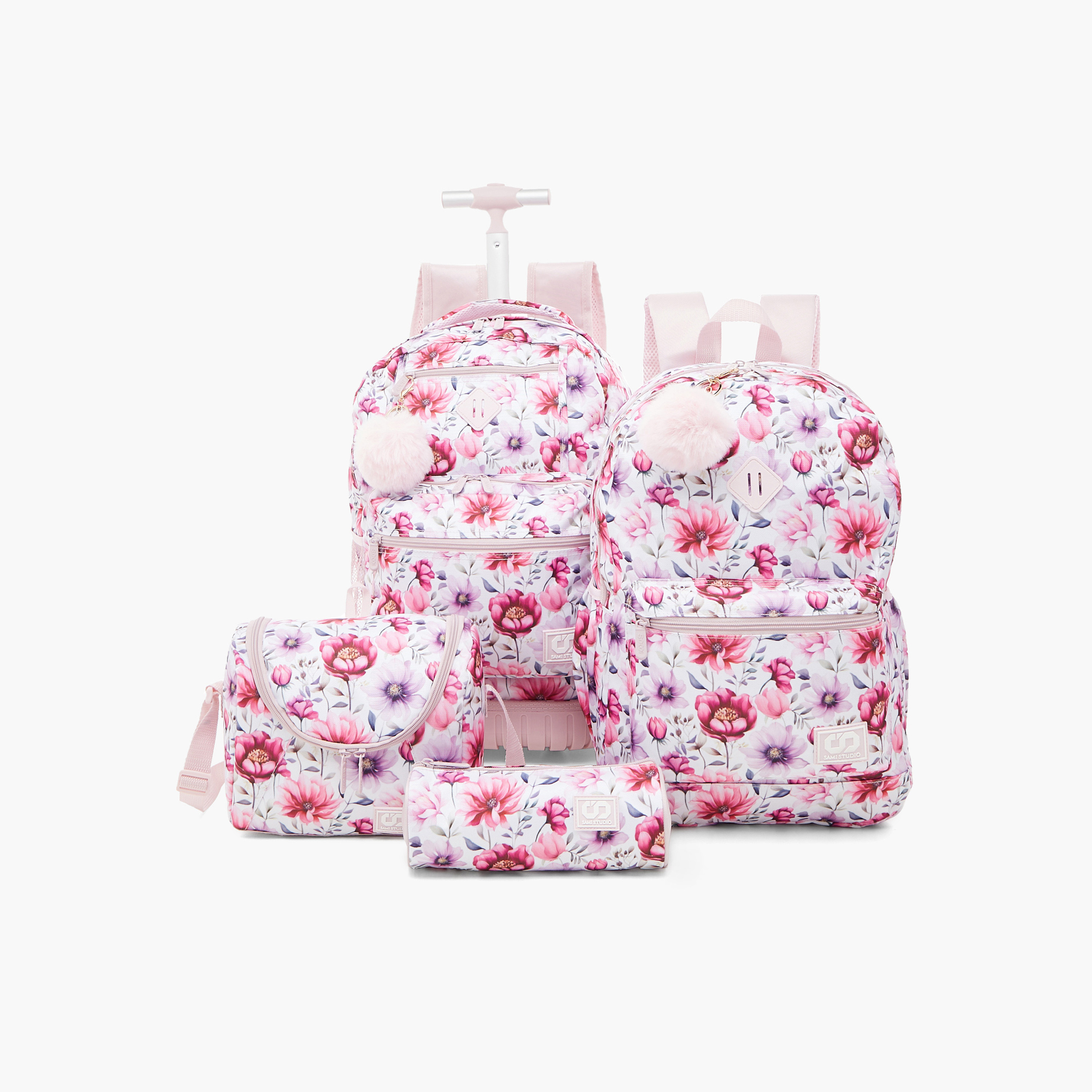 SAMI STUDIO Floral Print Softcase Trolley Bag with Retractable Handle-school-bagsandbackpacks-trolleybags-image-14